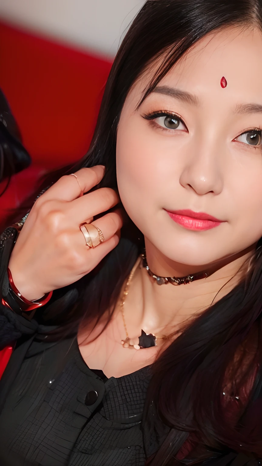 top-quality,masterpiece,超A high resolution,(photographrealistic:1.4),1girl in,Behold,Fashionable luxury clothing,A Japanese Lady,Luxury Bags,luxury watch,Autumn-winter clothes of famous brands、Simple Necklace,32years old,A smile,Bust Cup is C Cup,A little erotic,