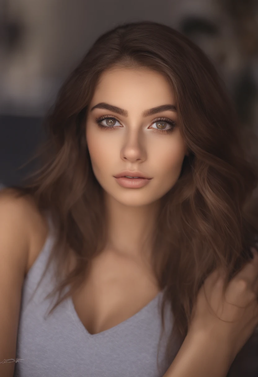 arafed woman fully , sexy girl with brown eyes, ultra realistic, meticulously detailed, portrait sophie mudd, brown lush hair and large eyes, selfie of a young woman, bedroom eyes, violet myers, without makeup, natural makeup, looking directly at the camera, face with artgram, subtle makeup, stunning full body in Tel Aviv