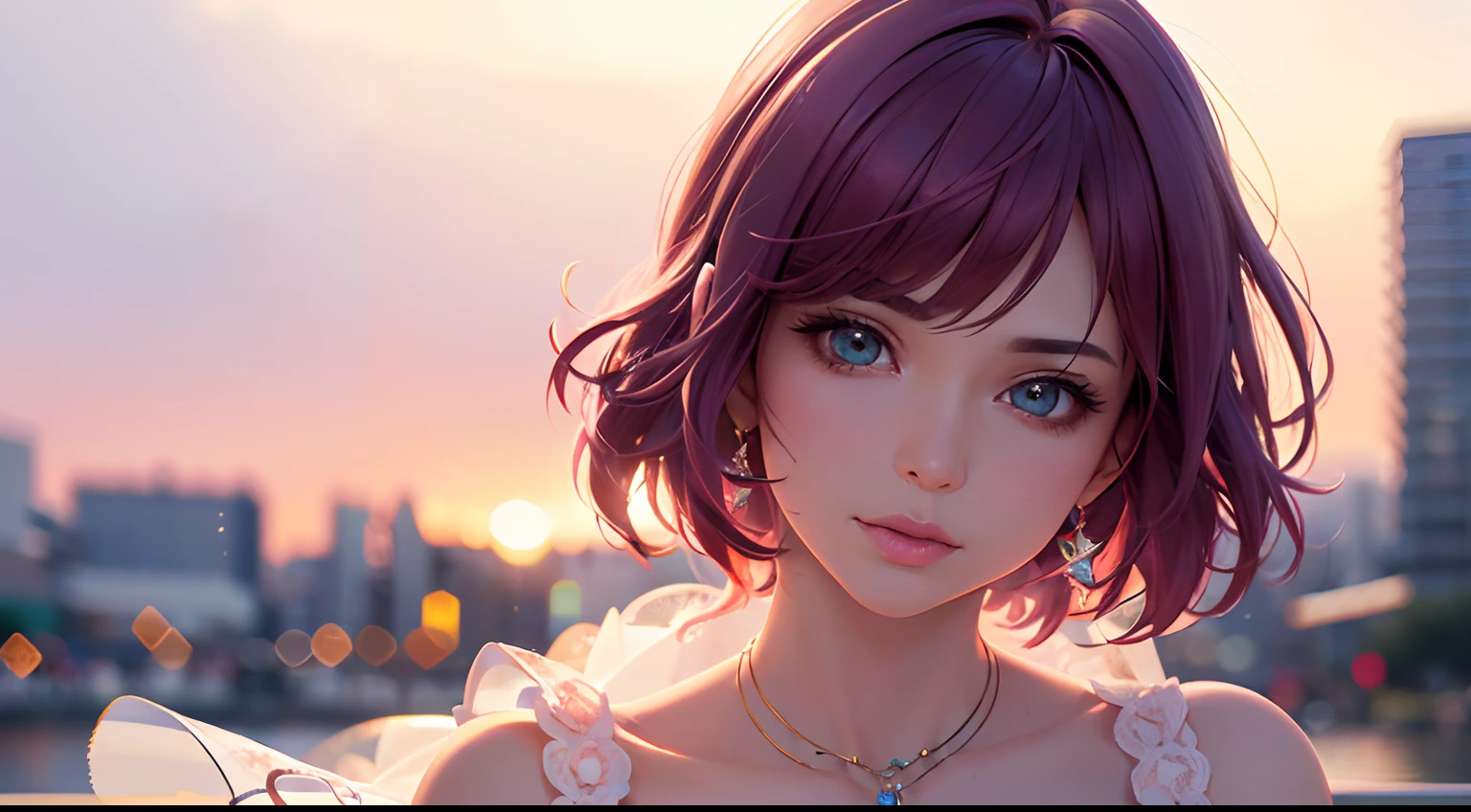 (librazodiacwoman,pinkcolourscheme,shorthair,celestialbeauty,summeroutfit,beautifuloutfit,uniqueeyes,gems,kawaiistyle,etherealglow,romanticvibes,airyatmosphere)(bestquality,4k,8k,highres,masterpiece:1.2),ultra-detailed,(realistic,photorealistic,photo-realistic:1.37),HDR,UHD,studiolighting,ultra-finepainting,sharpfocus,physically-basedrendering,extremedetaildescription,professional,vividcolors,bokeh,portraits,landscape,anime,romanticpalette,softlighting