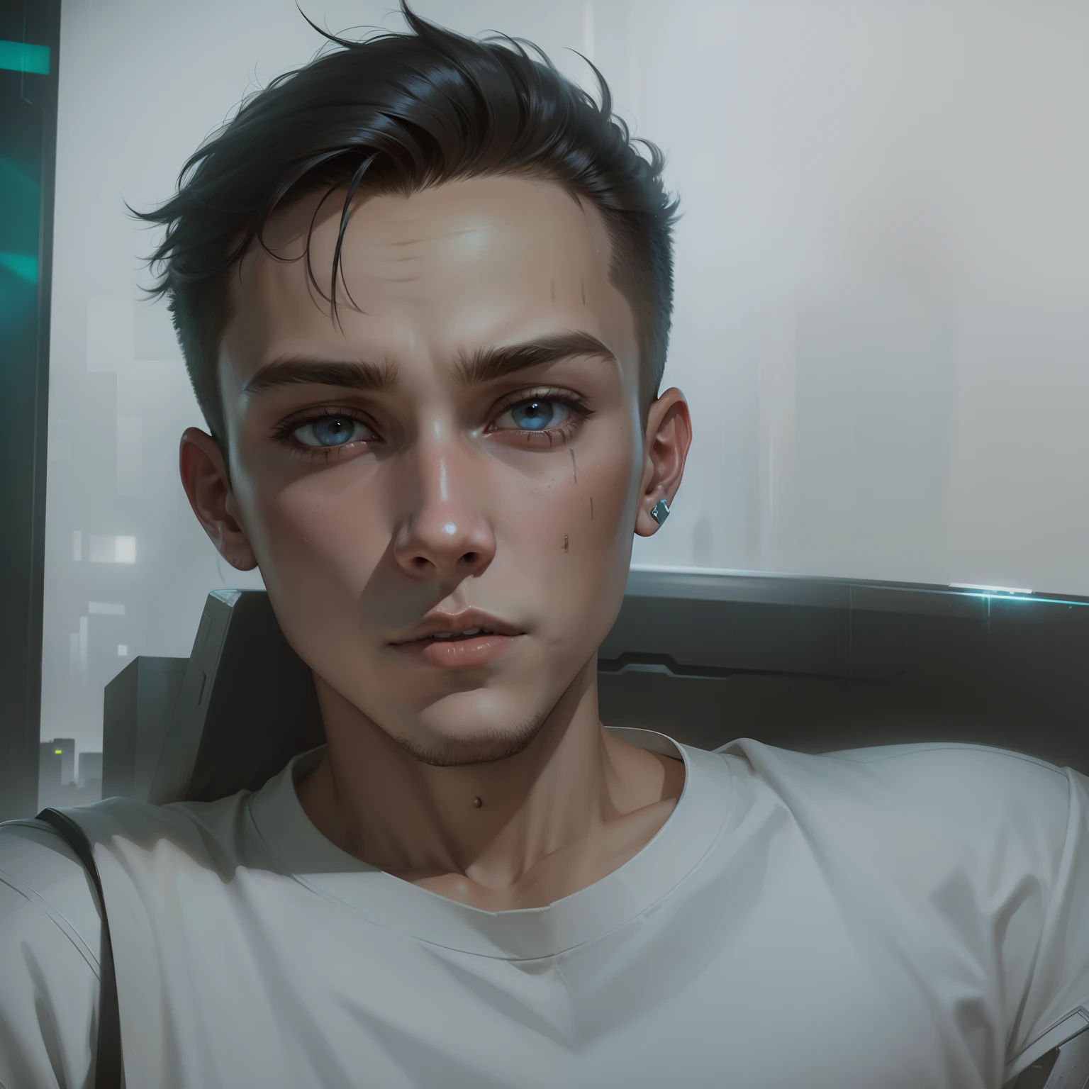 cyberpunk hendsome boy. realistic face.