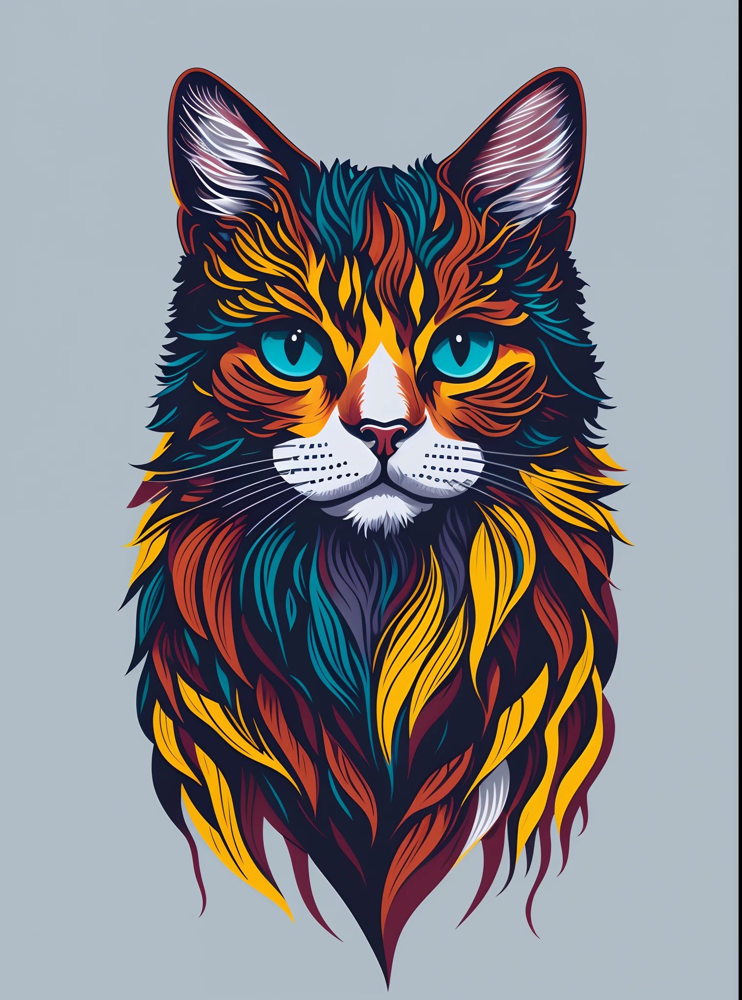 brightly colored stag grey background, t - shirt design, stag detailed, stag design, highly detailed vector art, jen bartel, awesome stag, digital painting, 4k detailed digital art, stag portrait, beautiful stag, cute detailed digital art, perfect coloring, detailed vectorart, colorfull illustration