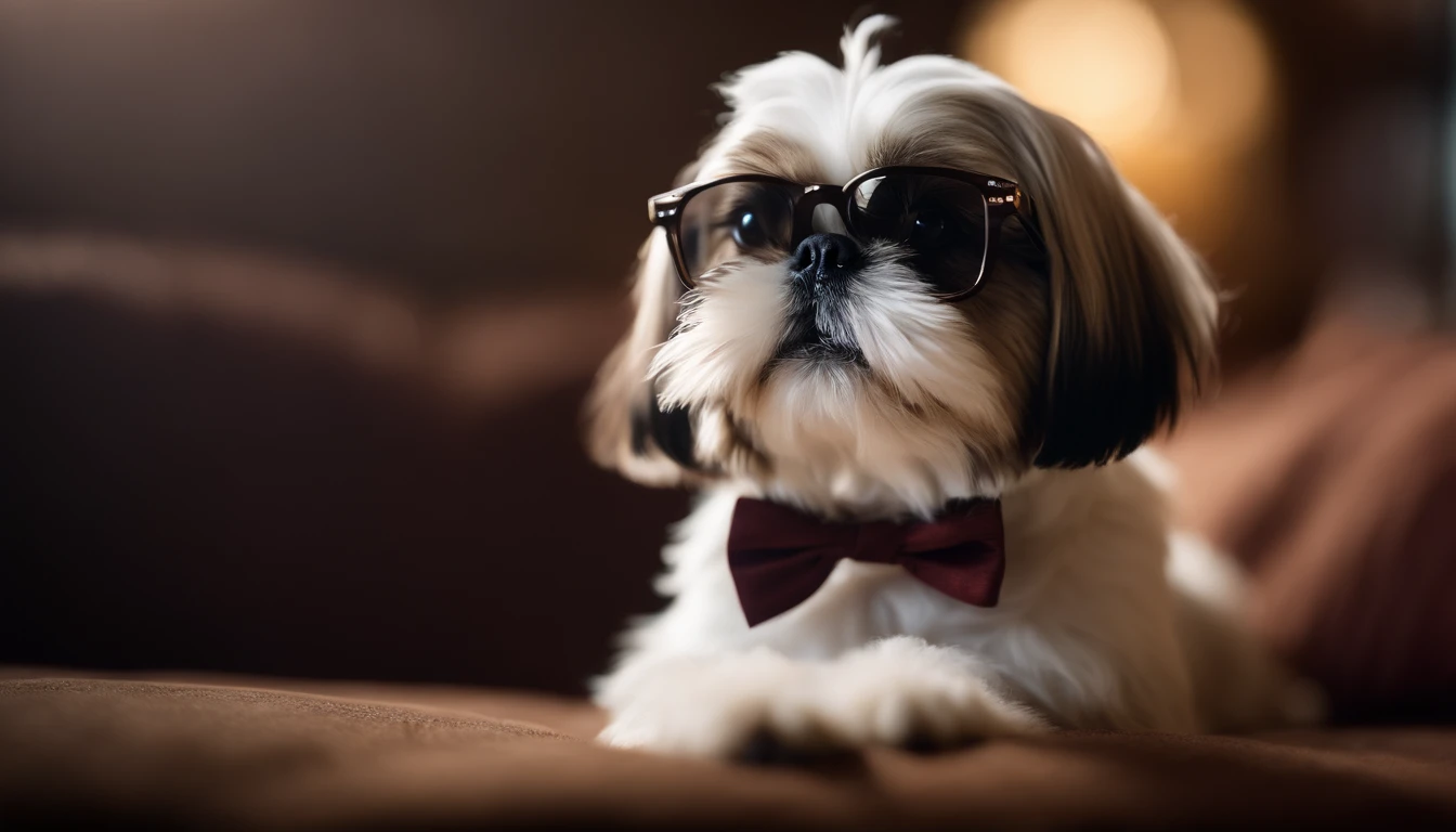 shih-tzu usando oculos de sol, best quality, master part, Ultra high resolution (fotorrealista: 1.4), Foto RAW