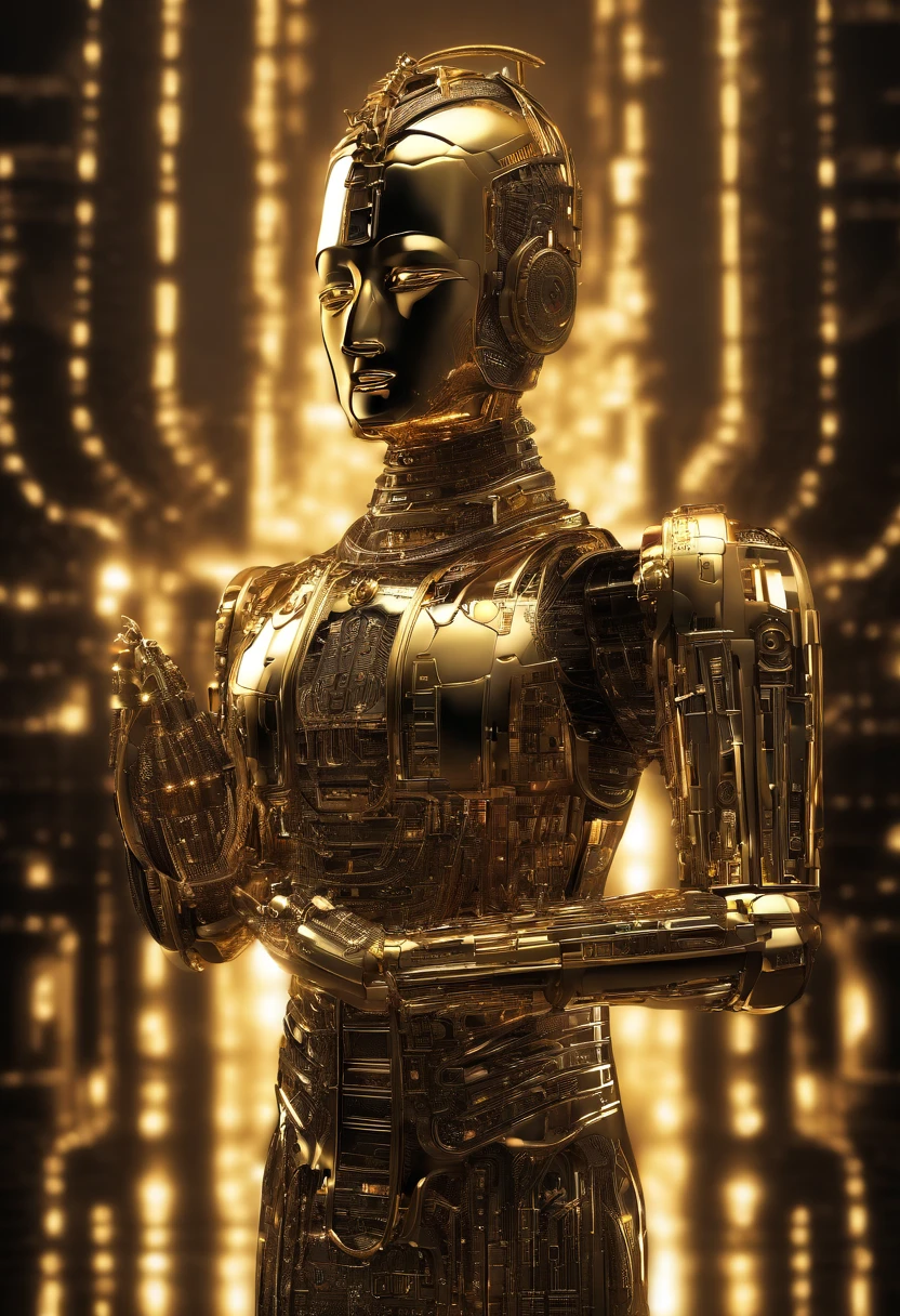 Golden Buddha,Radiant,kosmos,a liminal space,Seventh dimension,depth of fields,ssee-through
