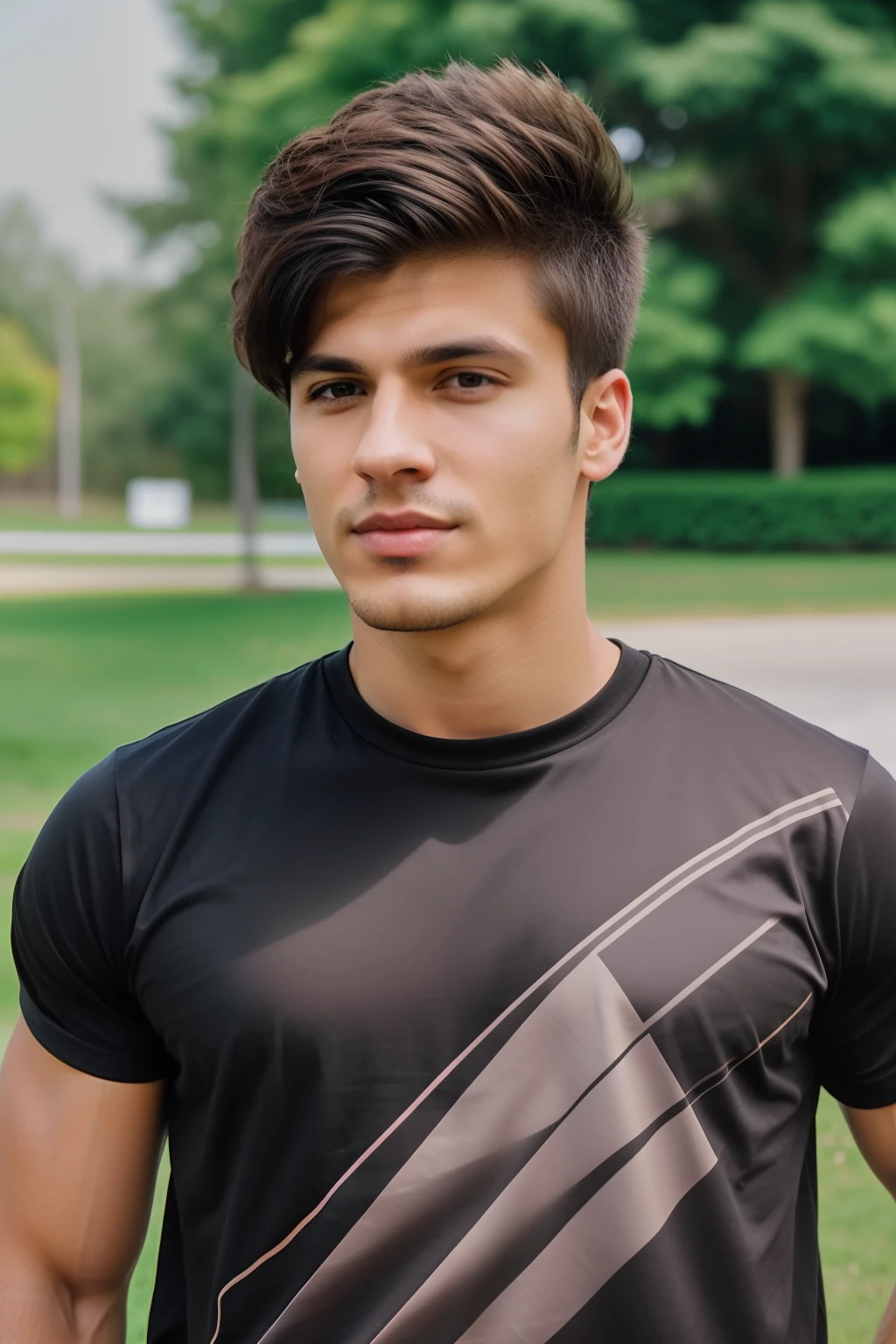 a close up of a man with a black shirt and a brown shirt, headshot profile picture, portait photo profile picture, profile pic, uploaded, good looking face, wearing black tshirt, around 1 9 , high quality portrait, wearing a black tshirt, edited in photoshop, he is wearing a black t-shirt, mid shot portrait, enes dirig