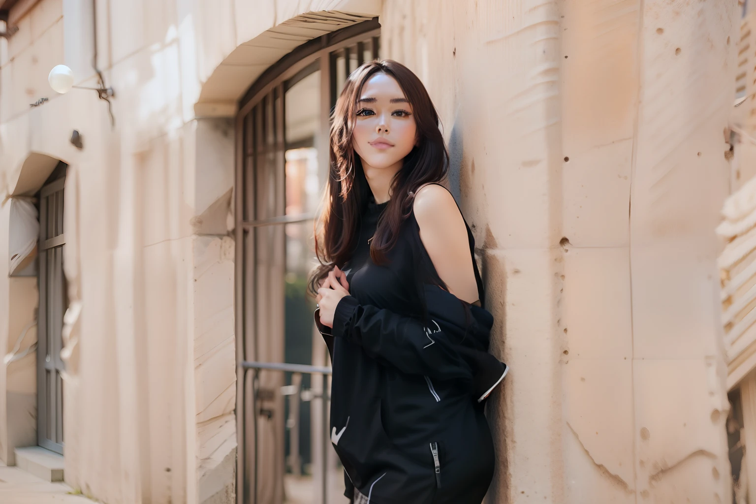 mulher linda e jovem, morena cabelo curto, orelhas a mostra rosto fino, roupa moderna