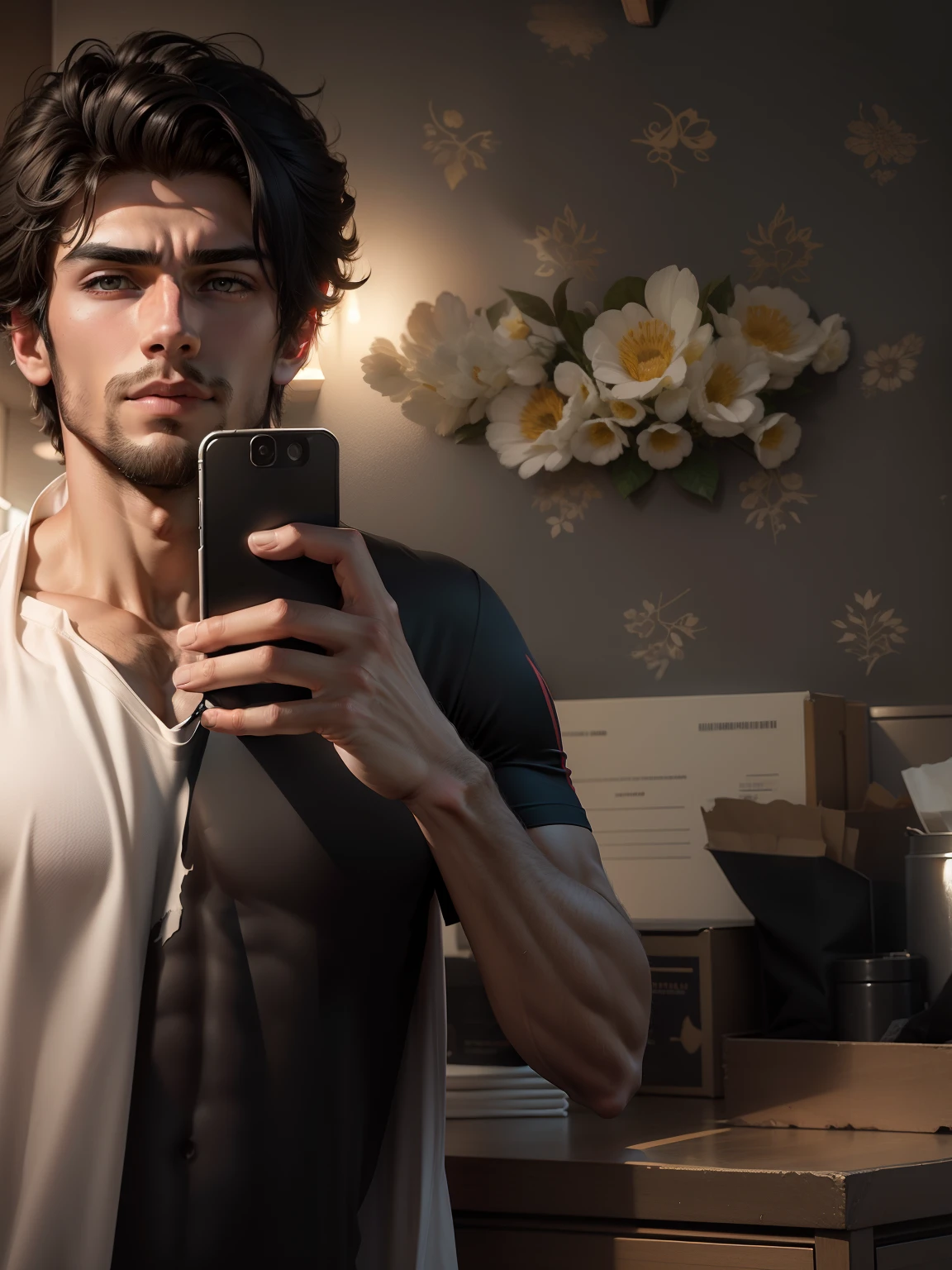 Muscular body , handsome boy, tshirt color black ultra hd