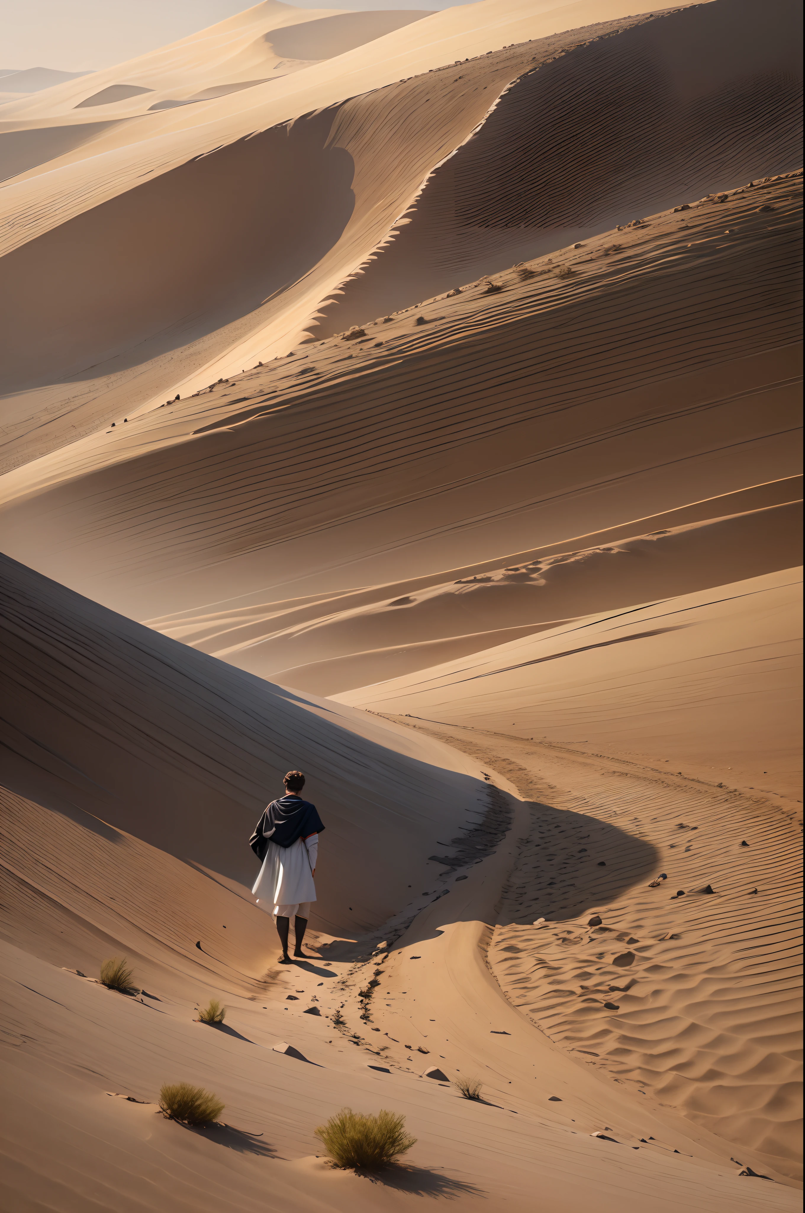 Gideon, Biblical character, knees on the ground, deserto, triste, olhando pra baixo, Bible, arte realista