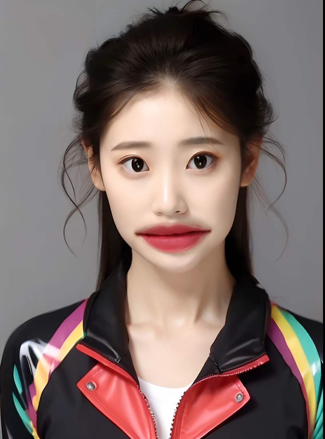ChineseGirl,Wear a PVC sweatshirt