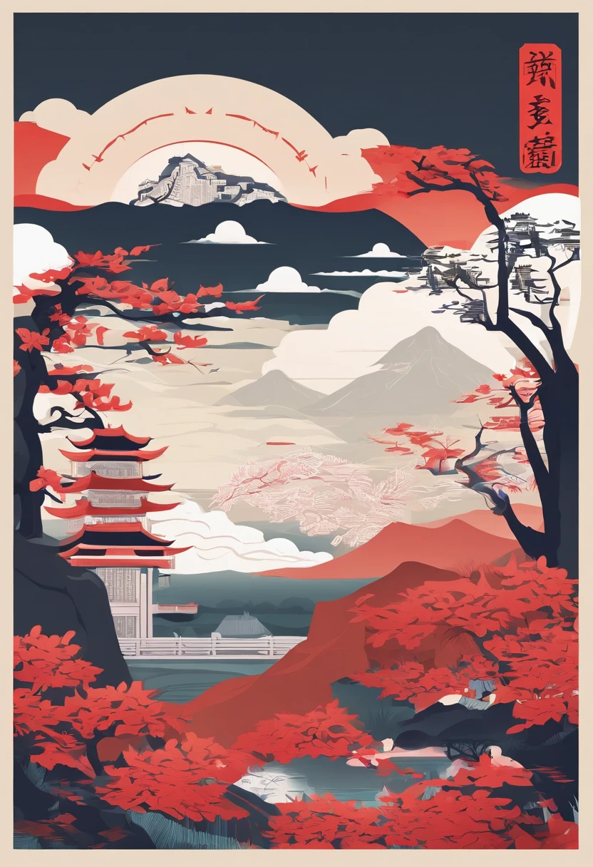 Ancient Chinese landscapes,ancient buildings,Pavilions,Carved beams and paintings,enchanting scenery,Inspired by Jin Yong martial arts,rays of sunshine,Ink painting style,clean color,Decisive cut,Leave white space,impressionistic,tmasterpiece,超詳細,Epic composition, high qulity, HighestQuali,