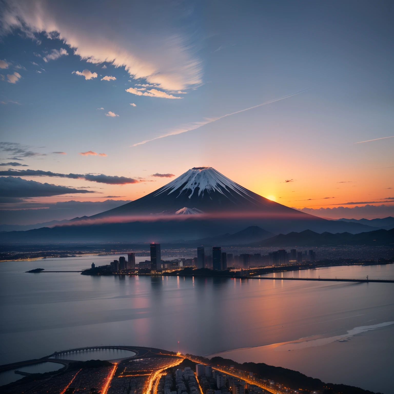 mont. mont. mont. Mt. Fuji at sunrise can be seen beyond Enoshima