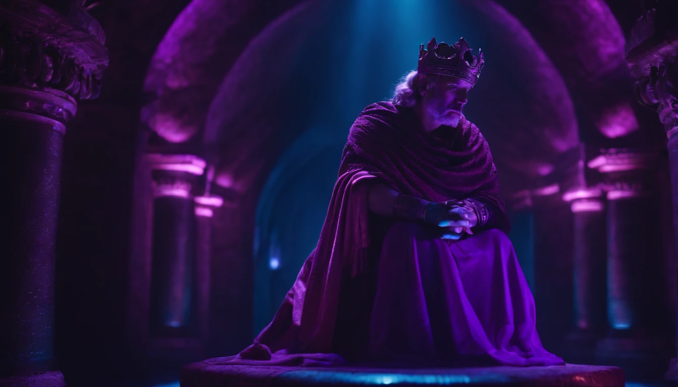 8k underground roman king with lots of purple lights