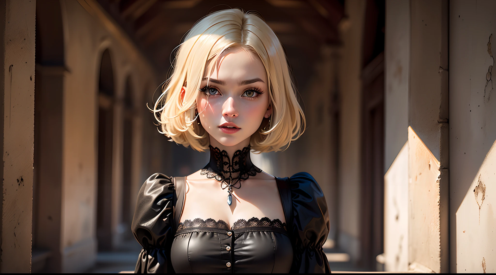 a blond bob gothic lorita