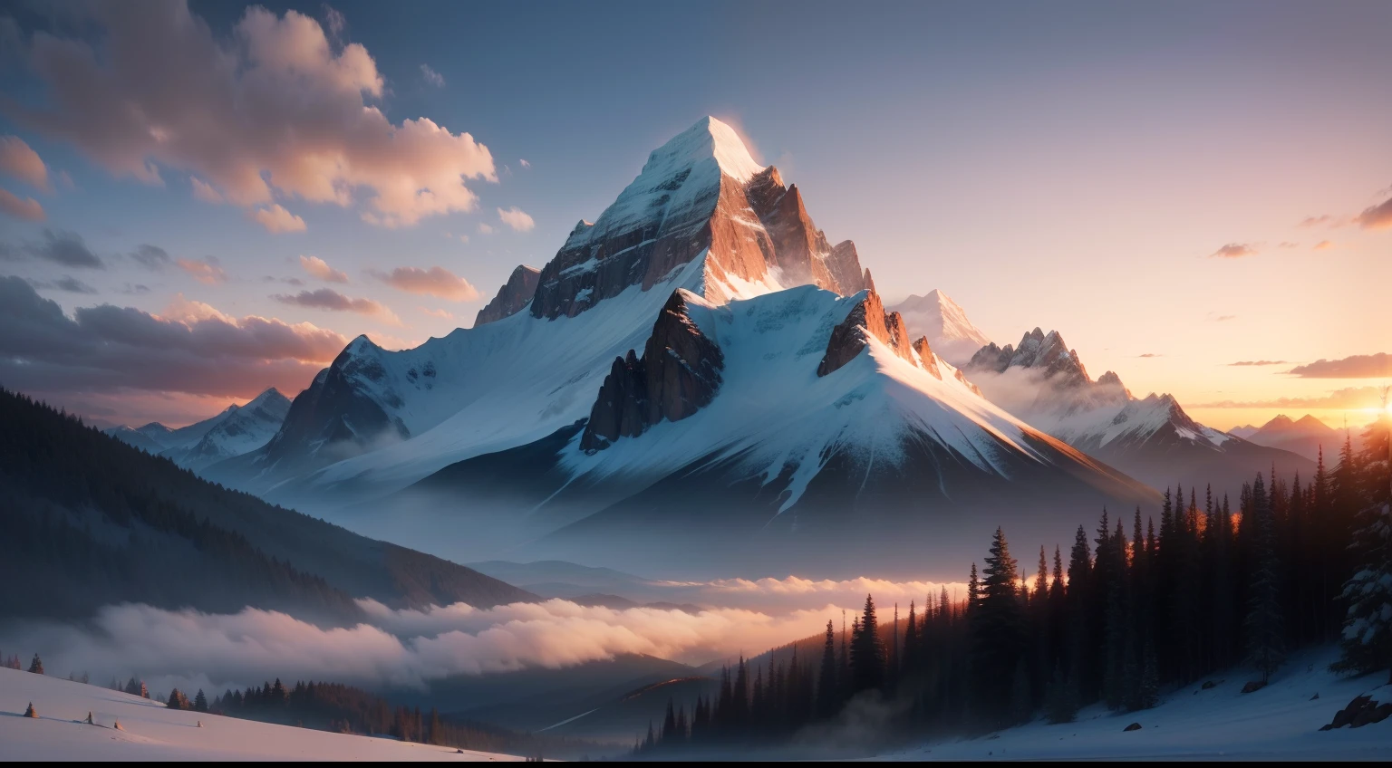 Mountain with sunset
