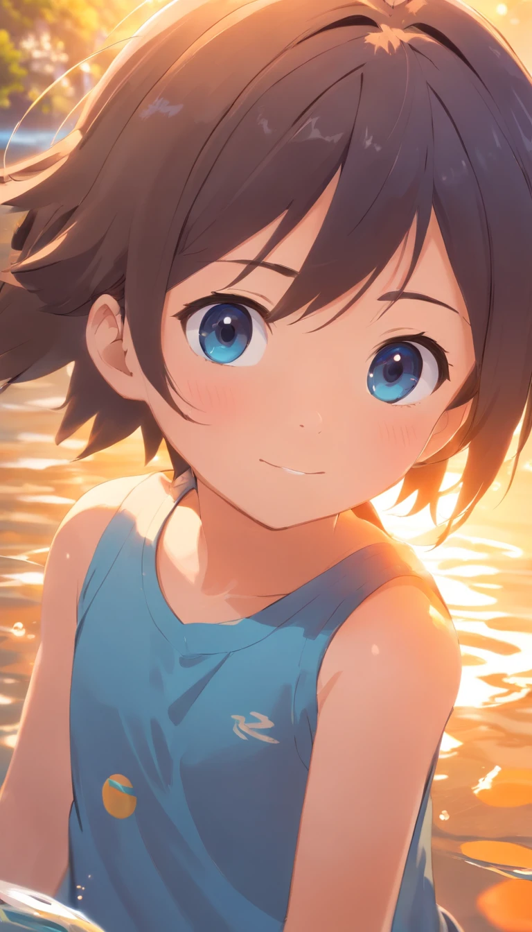 Realistic image. Feliz, expressive baby, Menino de 1 ano, Brasieleiro, castanho claro, olhos castanhos perfeitos, sorriso perfeito, banho na banheira com muita espuma, fun, perfect lighting. Desenhos animados 3d. Imagem 4K de alta qualidade. Cinematics. MENINO