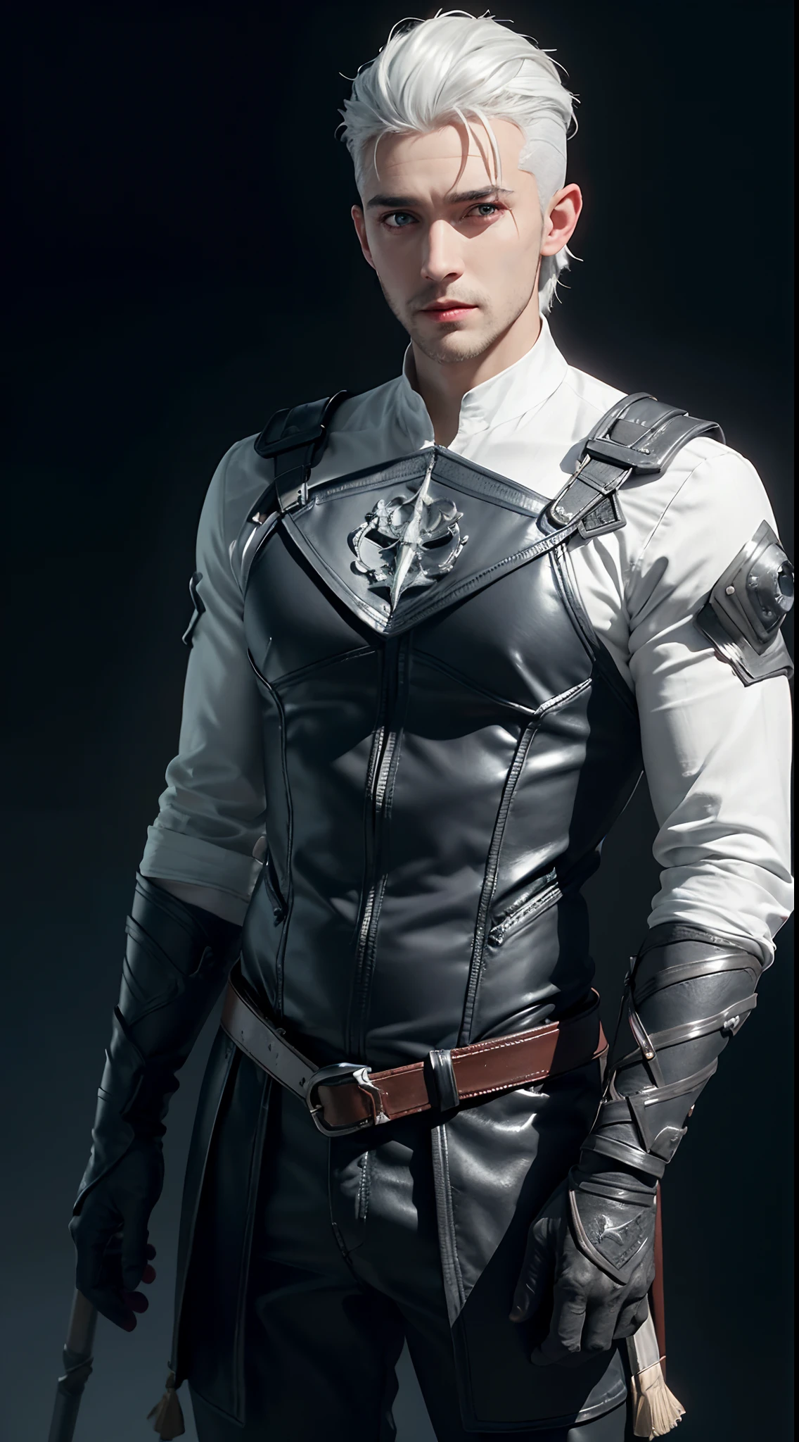 (A handsome 25 years old British male marksman), (short messy ginger hair), (pale skin), (wearing white and blue assassin outfit), (city at rain background), view from front, waist up shot, dynamic pose, ambient lighting, photo realism, intricate face detail, intricate hand details, highly detailed, vibrant colors, cinematic, high definition, trending on Artstation--style raw