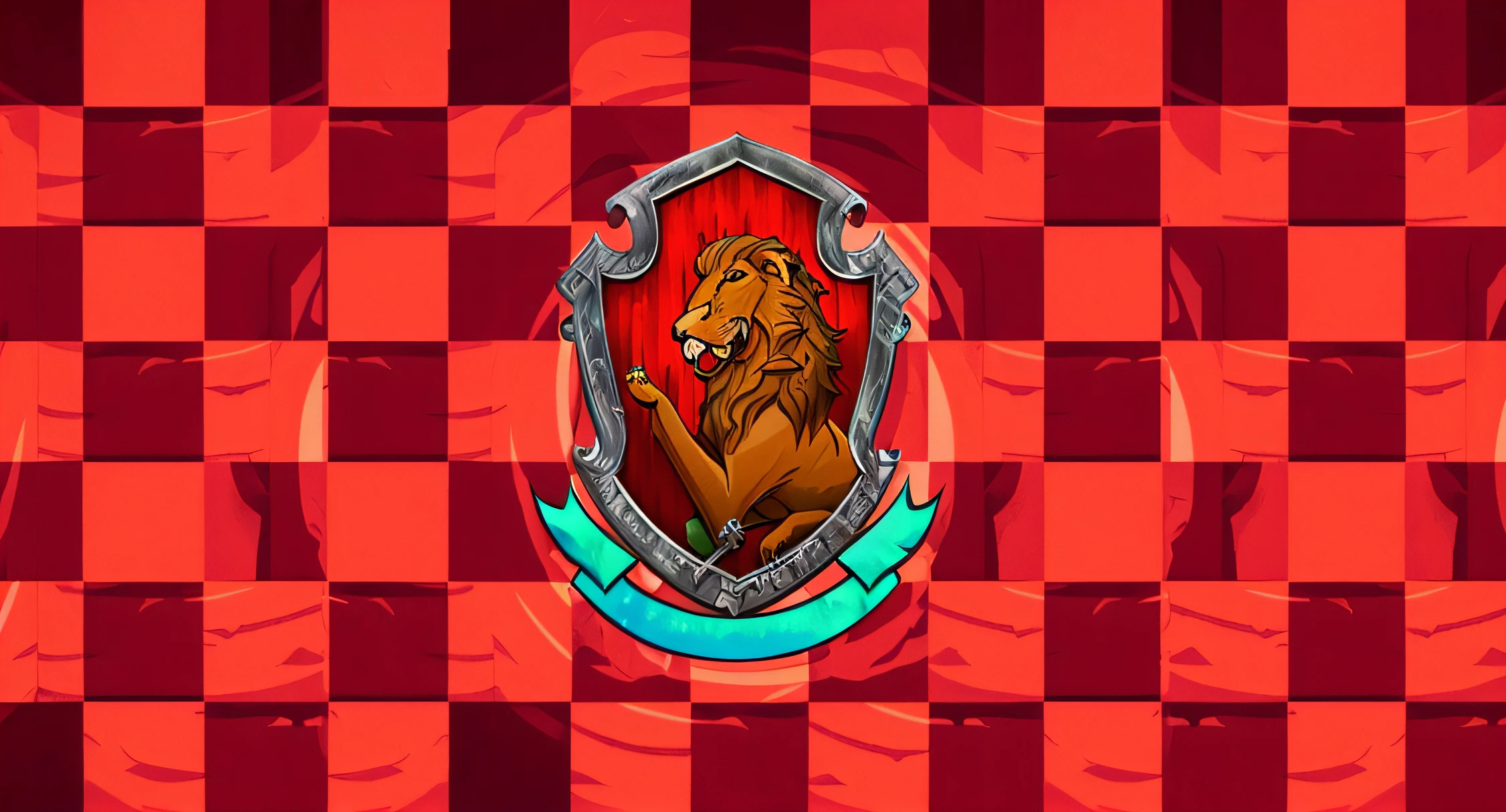 A closeup of a Hogwart with a lion on a red background, Gryffindor, In the Gryffindor common room, Antecedentes Hogwarts, Hogwarts Gryffindor Common Room, royal insignia in background, estilo de arte original heartstone, estilo Hogwarts, em Hogwarts, Hogwarts, Arte da sede, Harry Potter!!, Hogwarts 2 0 7 7, fan art
