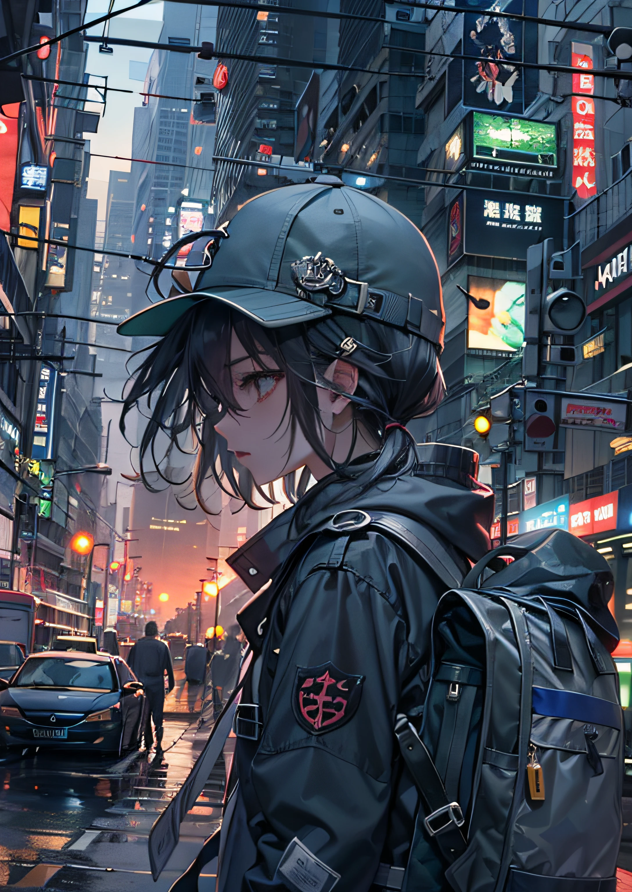 1boy,、Cyberpunk Boy、katanas,Whole body bloody、The beginning of the adventure、Lots of clouds,heavy fog、starrysky、Moon,Chaotic city of the future、Cinematic dystopia、A group of very tall skyscrapers stands in the center、Very complex cityscape,Crowded Chinese skyscrapers、street signs、streetlights、taxis、buses、Train、Pretty dim lighting、Dark road、puddles、Chaotic、Beautiful and fantastic scenery、Cinematic scenery、hightquality、masutepiece,in 8K、hight resolution、