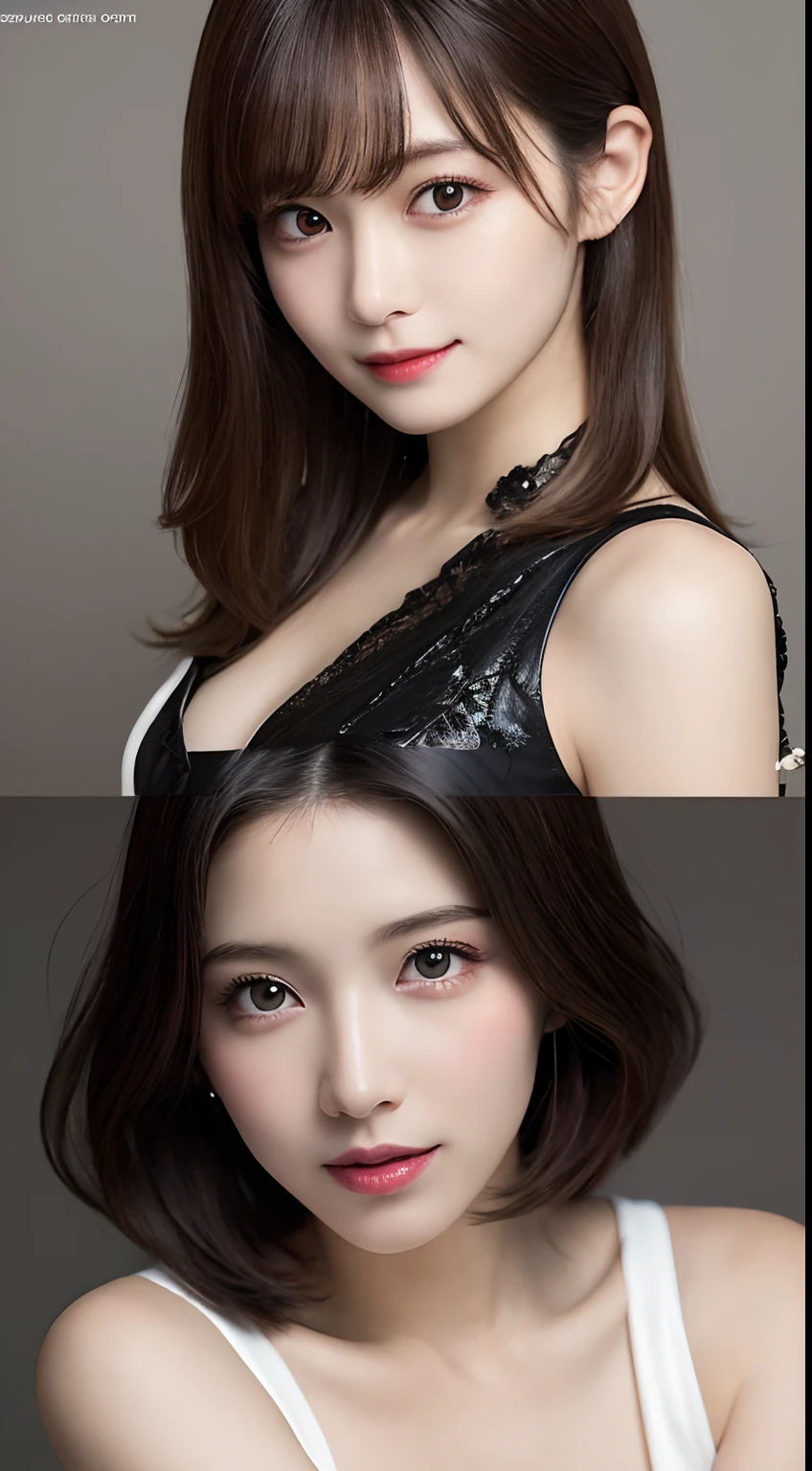 masutepiece, Best Quality, Illustration, Ultra-detailed, finely detail, hight resolution, 8K Wallpaper, Perfect dynamic composition, Beautiful detailed eyes, Women's Fashion Summer,Medium Hair,Small breasts natural color lip, Bold sexy poses,Smile,Harajuku、20 years girl、Cute、Sexy shot looking at camera