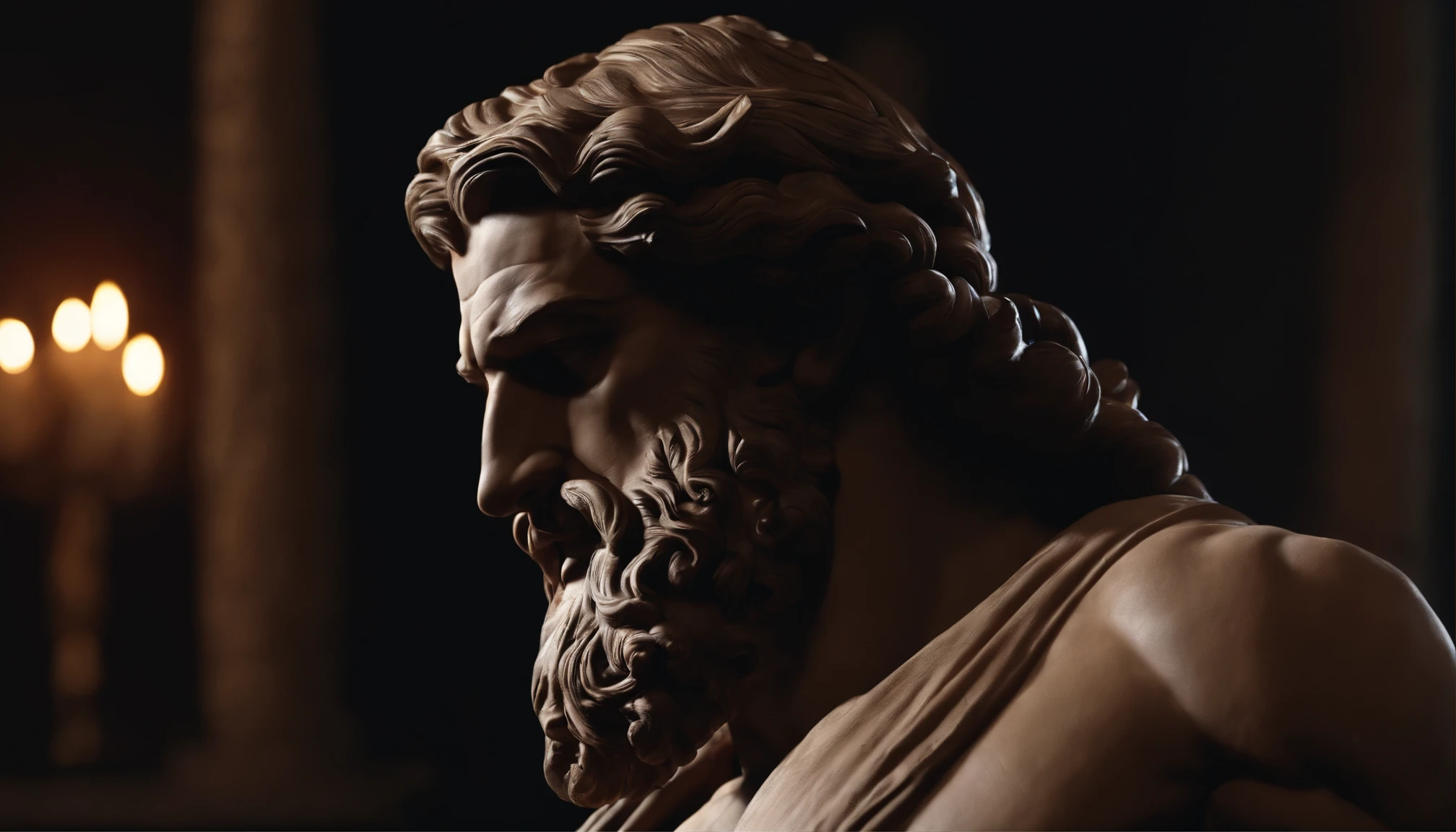 Stock Gricki Stoic
which is the Greek historical status with
Hercules profile muscles
Cinematic 8k and dark background