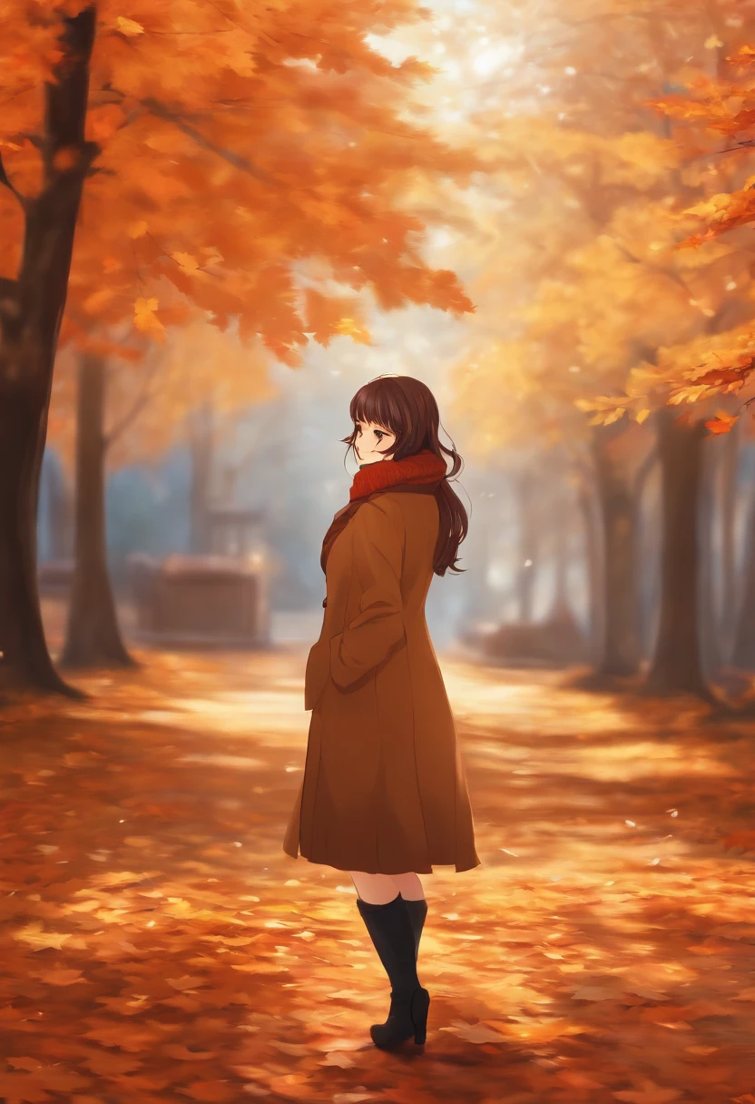 Clear pictures of an anime girl in the fall season