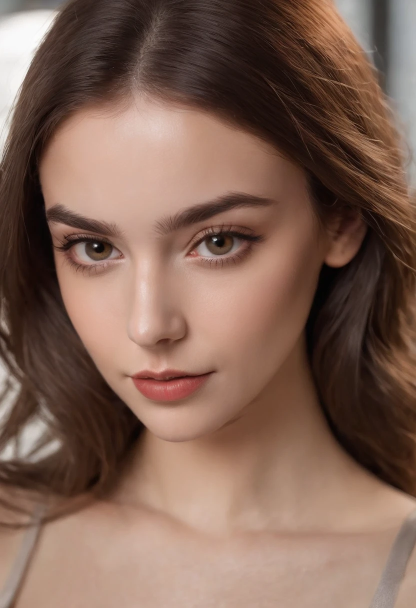 Arafed mujer con camiseta sin mangas y bragas a juego, Chica sexy con ojos marrones, Retrato Sophie Mudd, brown hair and large eyes, Selfie de una mujer joven, Violeta Myers, sin maquillaje, Maquillaje natural, staring directly into camera, Cara con Artgram, maquillaje sutil, Gran foto de cuerpo entero, en una discoteca, escote, Rockero y rebelde