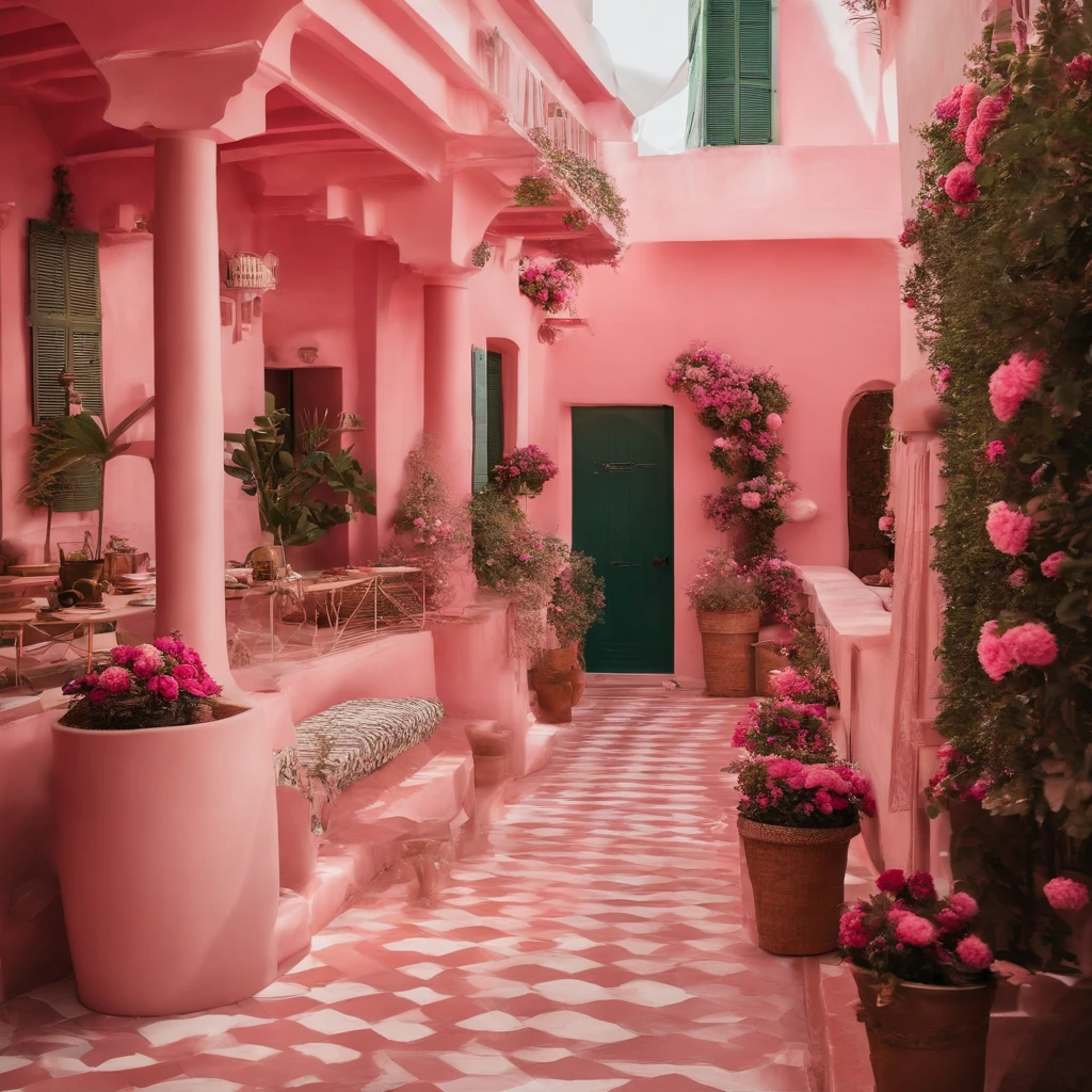 doceria por dentro, com a paleta de cor rosa e branca, no estilo criativo