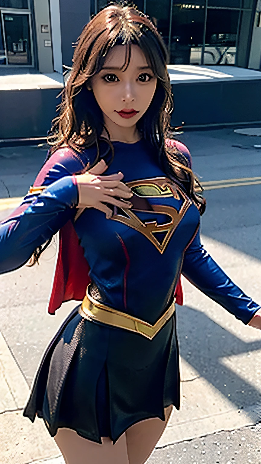 Woman body set big breasts, Supergirl costume dress