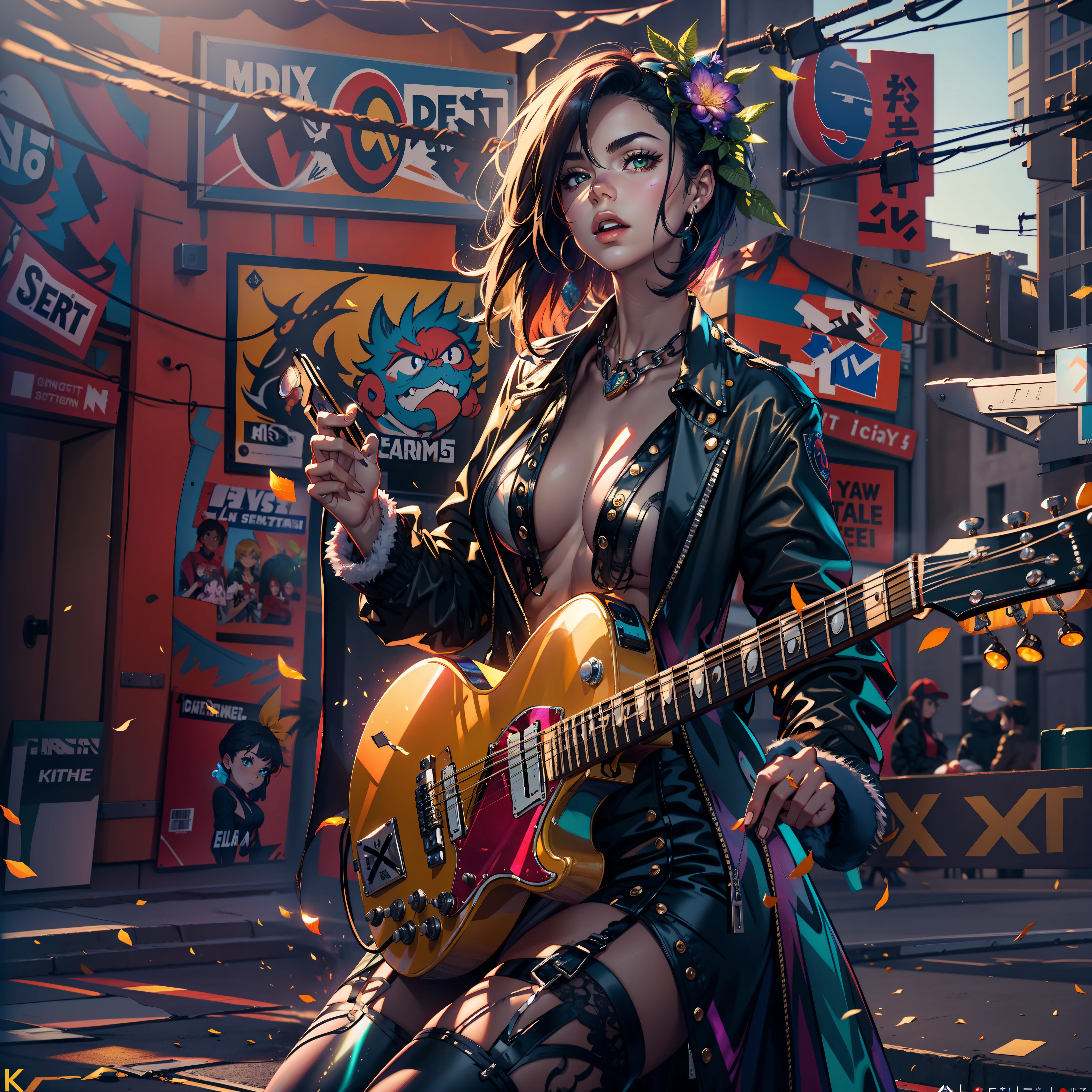 matrix Masterpiece epic girl Diva Urban deep path Jinx play handled guitar optimal sunLight meticulously intricate luminescence volumetric lightning contrast ultra_high_resolution ultra pro-Photorealistic ultra_high_quality ultra_sharpness focus accurate max perfection reflex graduated reflection extreme improved Octane-rendered opengl-shaders glsl-shader UHD XT3 64K 32K 16K 8K DSLR HDR UnrealEngine5 romm rgb pbr ombre analogique color-coded shading 3DCG fxaa global illumination cgi vfx sfx fkaa txaa rtx ssao post-processing post-production cell-shading tone-mapping augmented Divine female synthetic headgear glass transparent "singning" micro mercury gold sundrop contre-jours "Heavy Metal" scene music floraison Will-o'-the-wisp cyberpunk Goddess "Selena Gomez" dazzling play guitar Cosplay decorated Cowgirl USA flag Fancy Vivid Yellow jukebox Symmetrical Athletic Hairstyle Dreads bangs extatique Tamned Skin gorgeous sensual Effects Cheekbones Embarrassed redderer eye-liner saphirs saturate ultra_beautiful_eyes dark black pupils brown iris lazulis turquoise mouth open tongue teeth obvious smiles howling Floating Jacket Eccentric Cape onyx Shoulders-Off Shirt Lace Clavicles White Papillotes embroidered breasts huge falling sideboob satin corsait red thick leather felt skirt matching ample swinging spinel navel waist reveal belt-chastity heart diamond padlock silver agate pubis bristles scarlet pubis-hairy indigo silk snap garters thighs legs boots, dancer nickel guitar fire fleuraison bees tin incandescentes CGSCOSITY tattoo Cristallines hearth rubis invoque monster bee (EOS R6 135mm 1/1250s f/2.8 ISO400) blastflashlight flash blow glow opale straight guitar case heavy chrome flat rune lava bands glyphes Tourmaline plasma chef-d' equirectangular 360 background beholder chaos strange population Earth outdoor mirror engravings handcuff Bruce_Weber girls sex "luis Royo" naked nsfw varied multi etc.