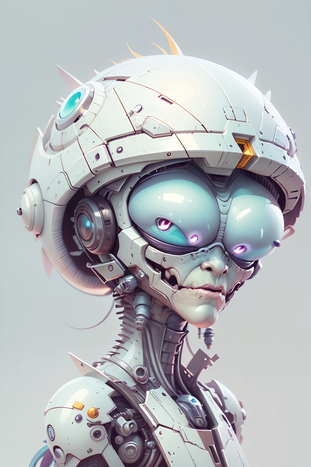 mech alien ,clipart,  front view, white background, portrait, digitial painting，3D character design by Mark Clairen and Pixar and Hayao Miyazaki and Akira Toriyama，4K HD illustration，Very detailed facial features and cartoon-style visual, clipart clipart