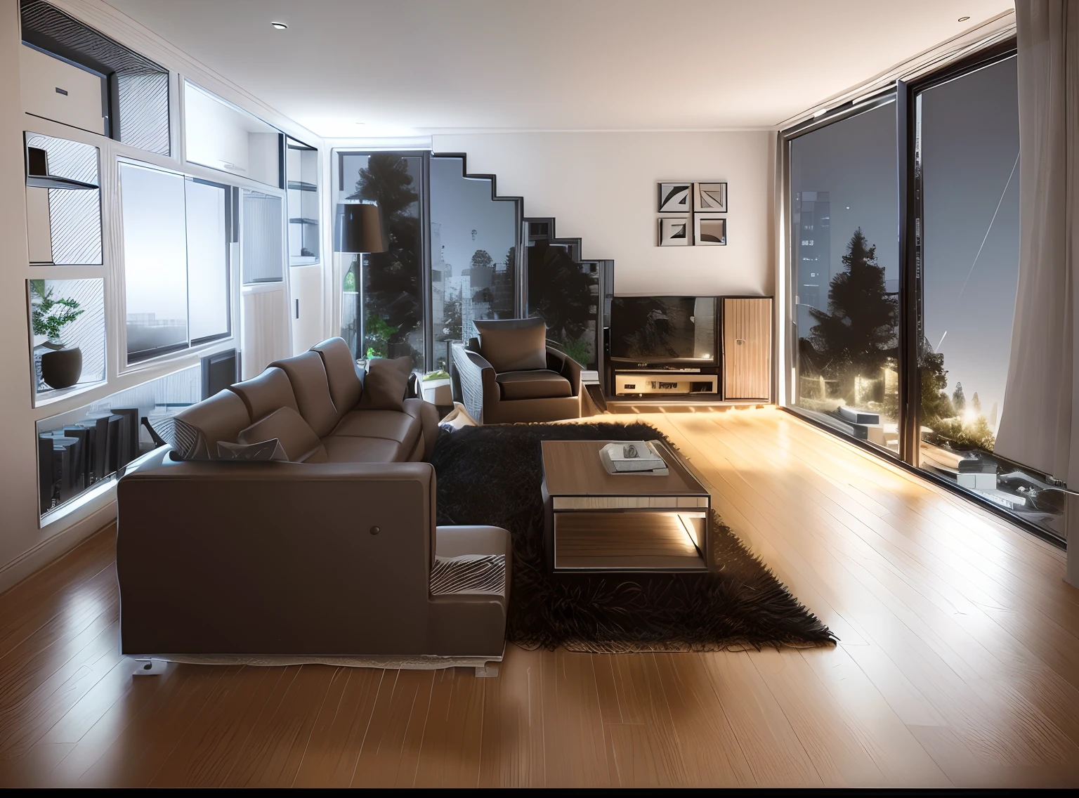 modern theme, living room design, high quality, photorealistic