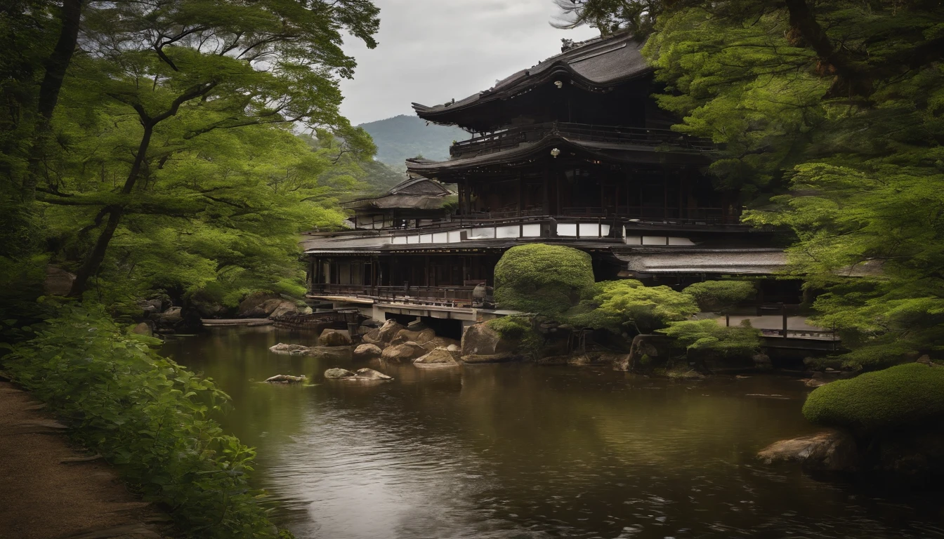 Summer morning,Refreshing breeze,Old temple in Japan