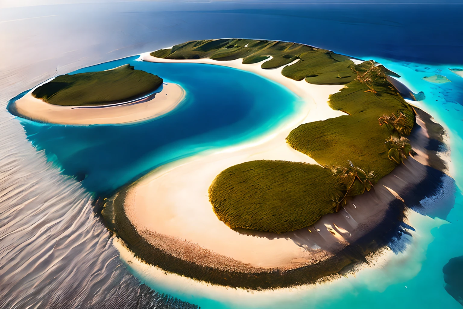 (((photorealism:1.3))), (((purist:1.3))), (((desert-islands of small island in the sea))), directly above, perfection, physically based rendering,