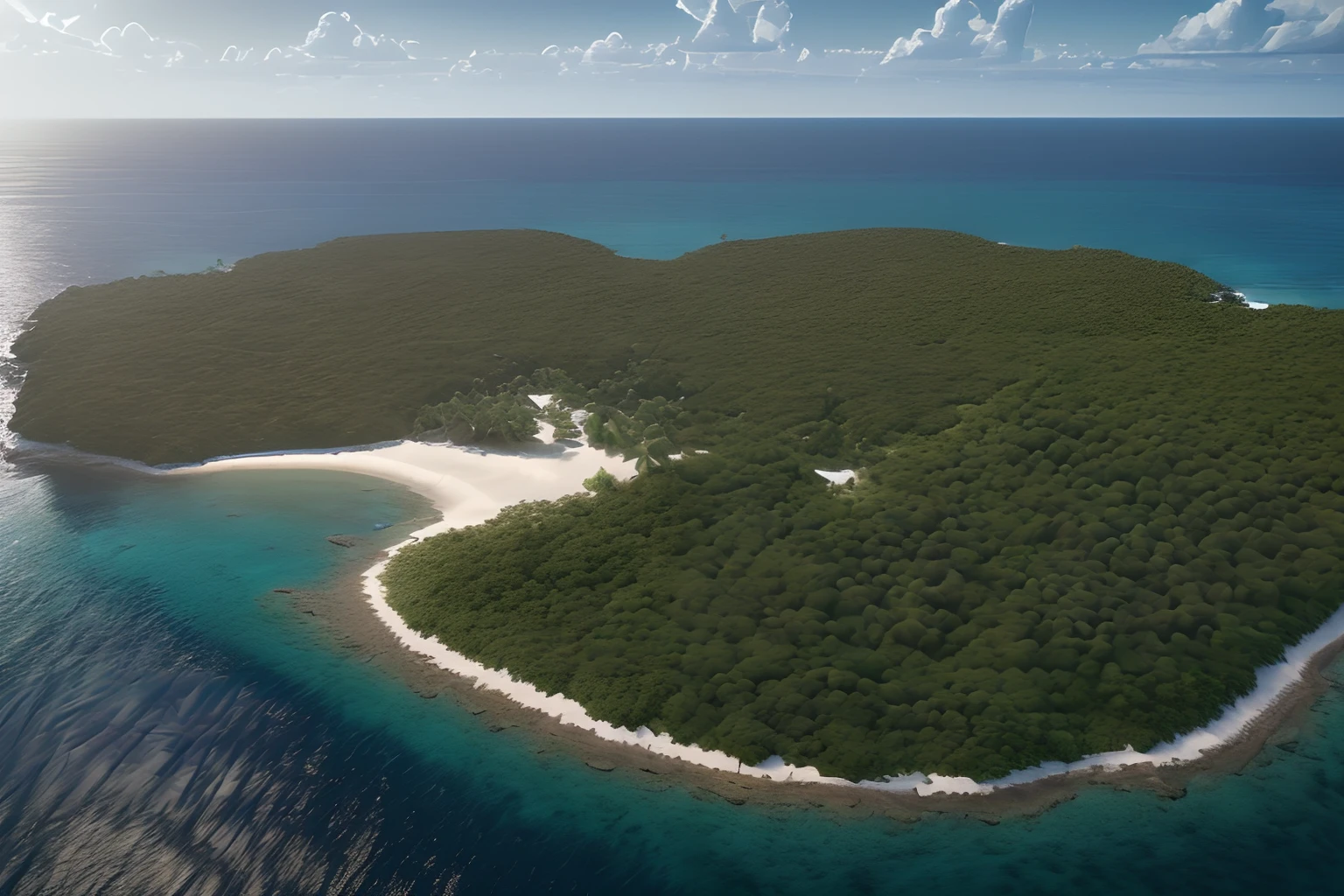 (((photorealism:1.3))), (((purist:1.3))), (((desert-islands of small island in the sea:1.1))), (with dense trees and ivy:1.3), sun lighting, (from above view:1.3), (wide shot:1.3), perfection, physically based rendering, overall picture,