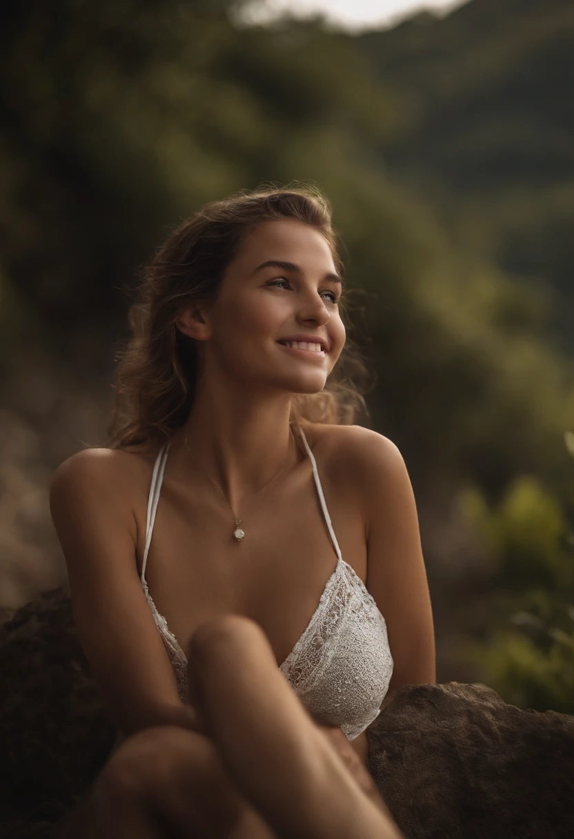 Fotos RAW, melhor qualidade, master part:1.2),) The best quality photos: 1.2) Realistic photography: 1.37) High resolution, ultra-high resolution, showing vulva, apart legs, ((1 naturist girl 12 yeaody entire, small chest, looking at the viewer, detailed face, smile, narrow waist, summer clothes, sem roupas , sem calcinha, mamilos eretos, beautiful skin details, floating hair, professional lighting, young girl, free of worries, tea by the sea, light and shadow intertwine, chiaroscuro, cinematic lighting, 8k, high details, european face, lying down