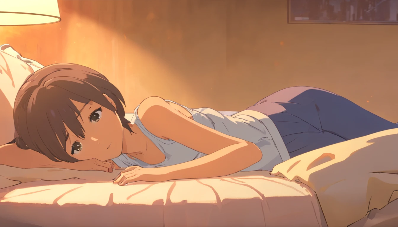 girl lying on the bed