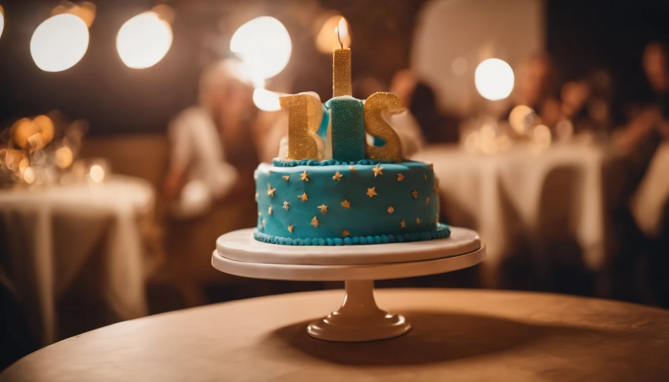 birthday party,Three-tiered cake,Oblique view from above