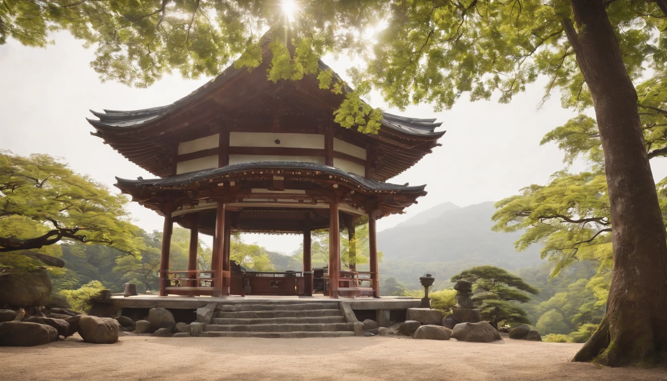Summer morning,Refreshing breeze,Old temple of Japan