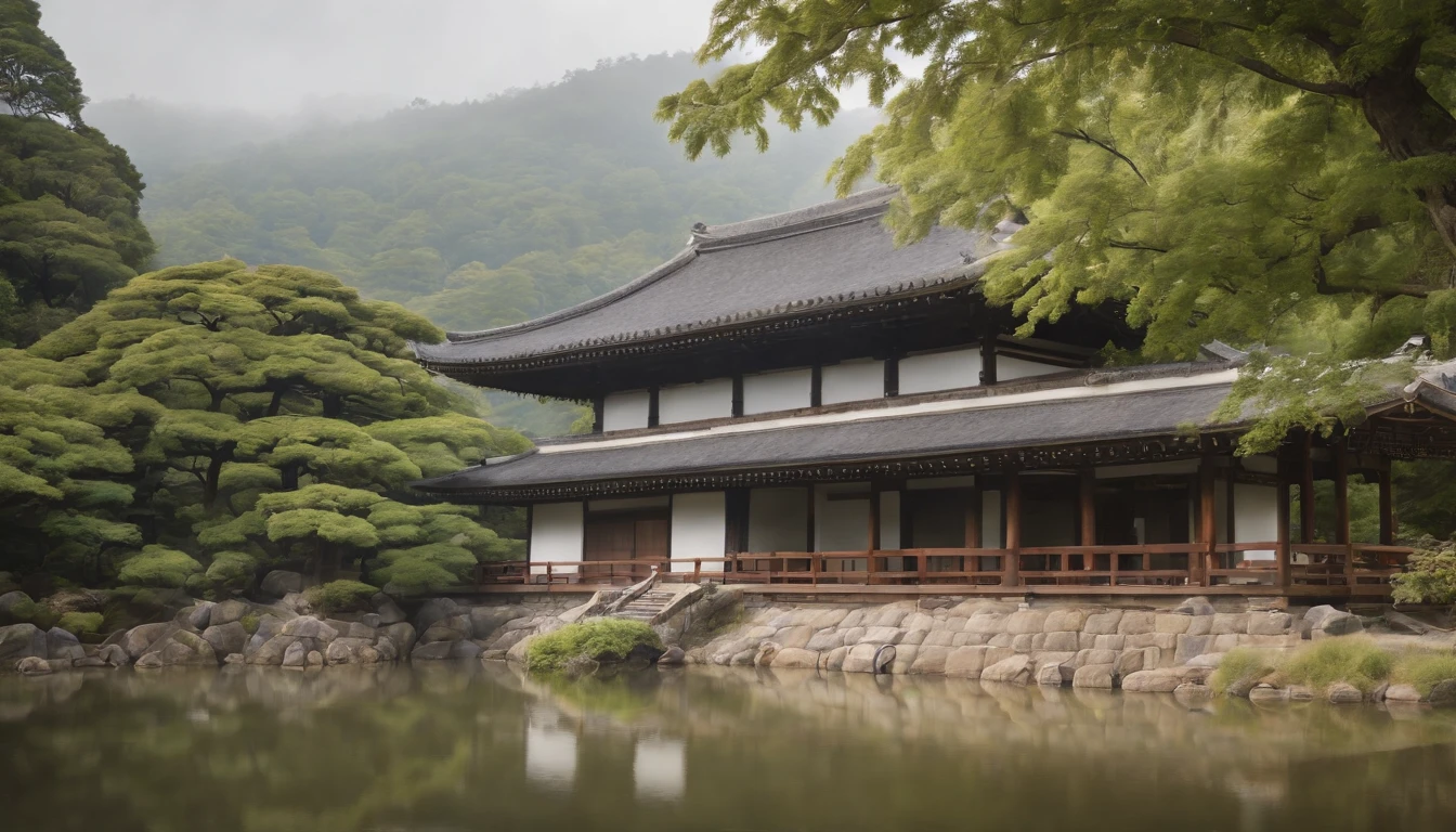 Summer morning,Refreshing breeze,Old temple of Japan