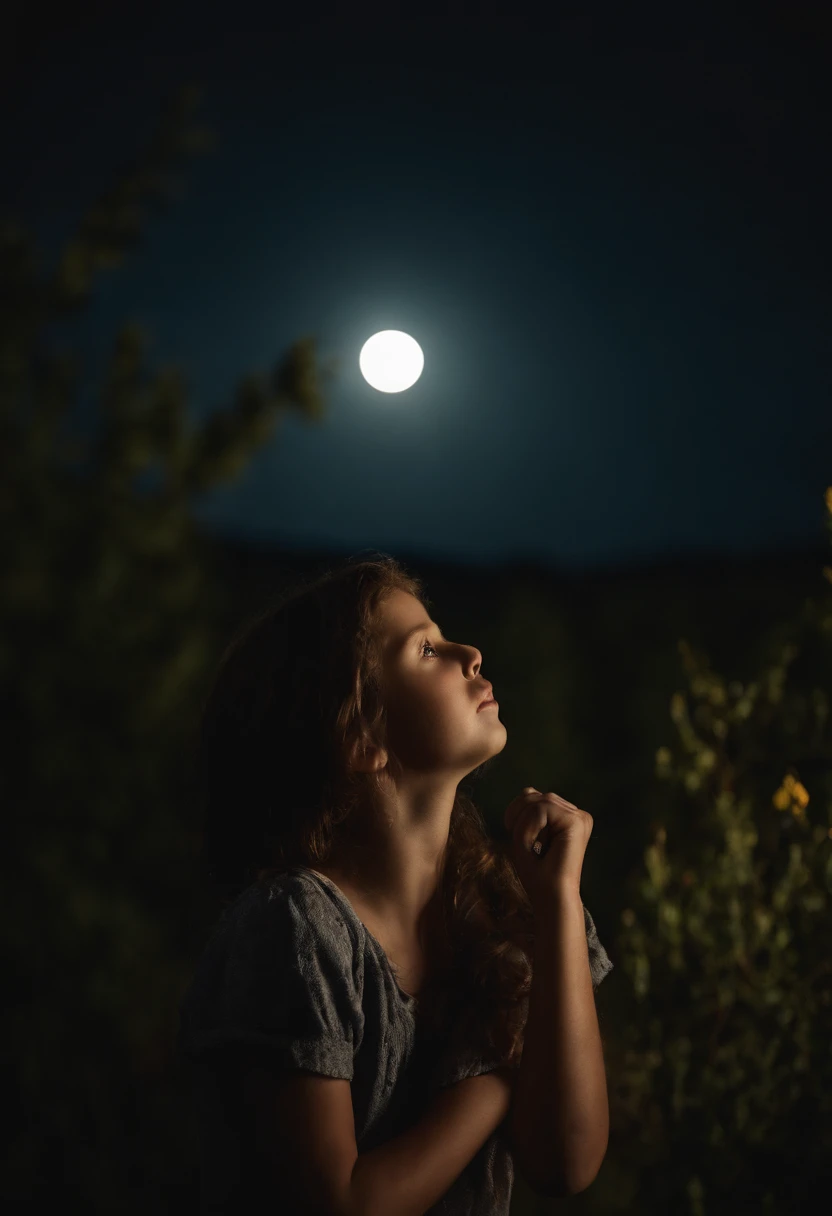 Boy and girls looking moon