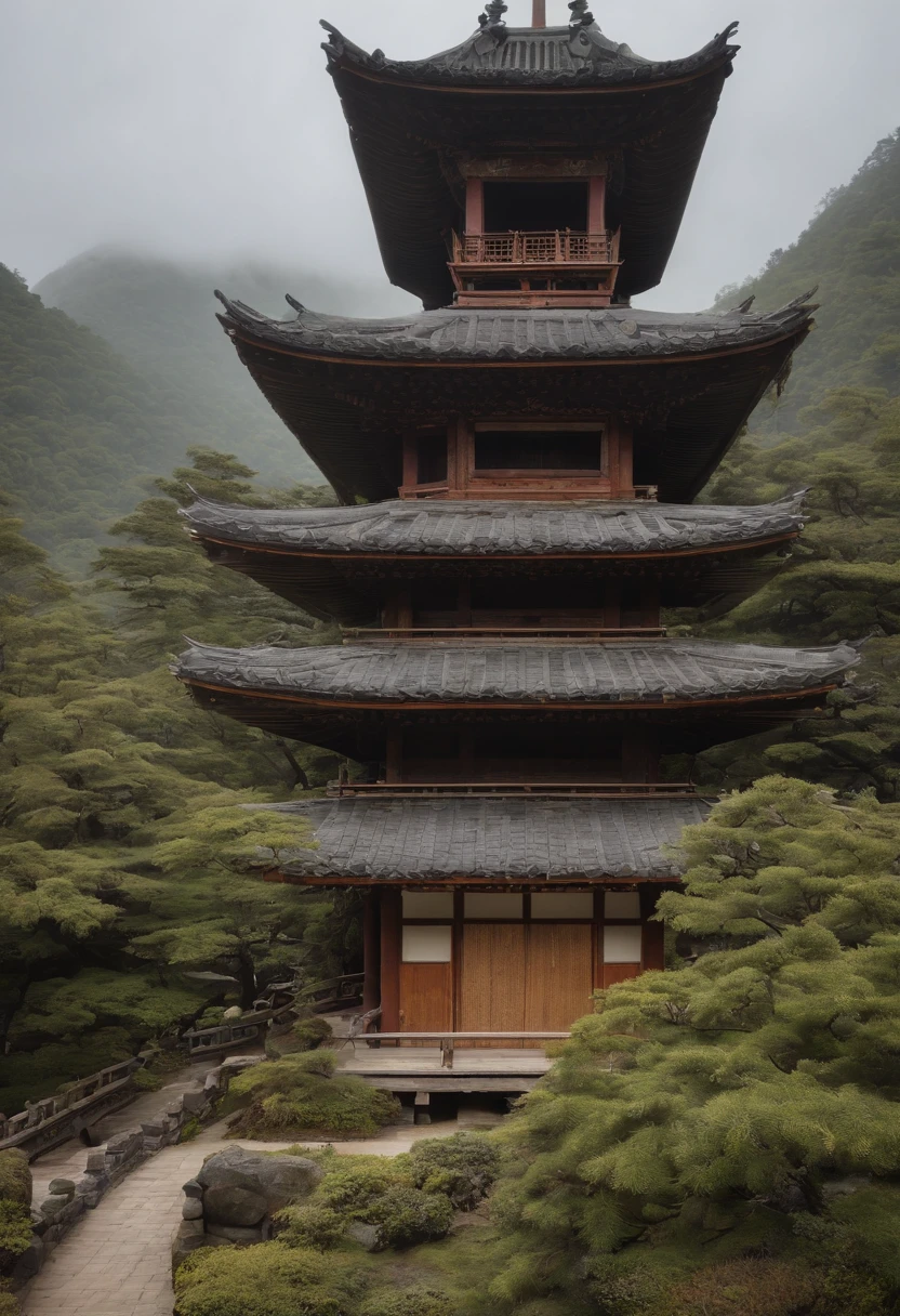 there is a book with a picture of a pagoda on it, a portrait by Kanō Tan'yū, flickr, sōsaku hanga, creative book cover, japanese temples, ukiyo - e sculpture, chinese architecture, detailed book illustration, edo era, style of shoji kawamori, feng zhu |, edo, pagoda