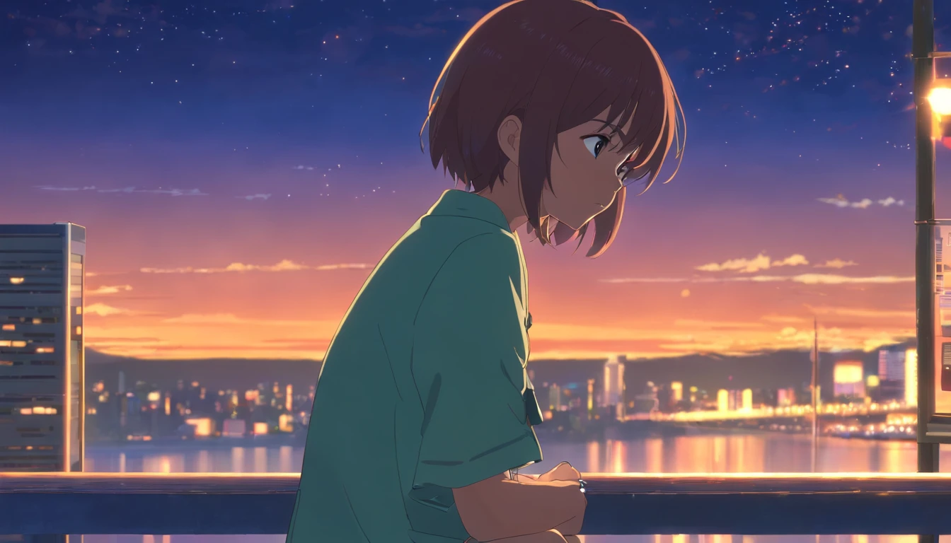menina triste, noite, little lighting