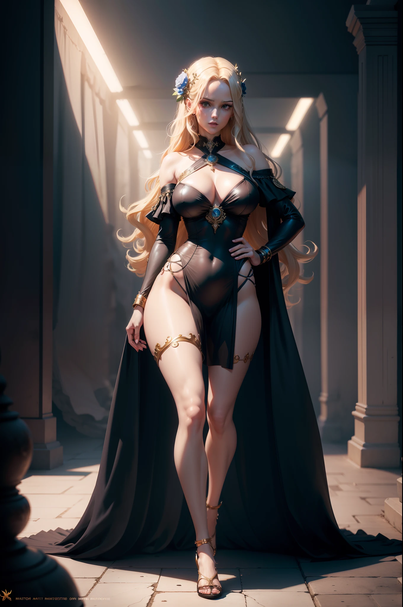 Aphrodite, greek mythology, one piece character, simetric body, full body, extremely detailed, cinematic lighting, high contrast, artstation, character concept art, hyper stylize, full see through clothes, sexualized, hyper ta