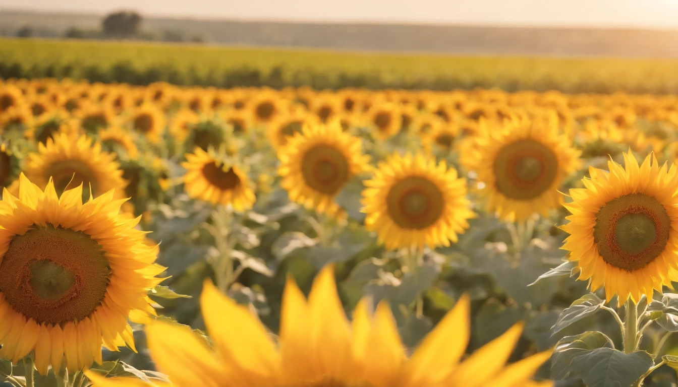 Strong sunshine in summer,Bright sun,sunflowers fields