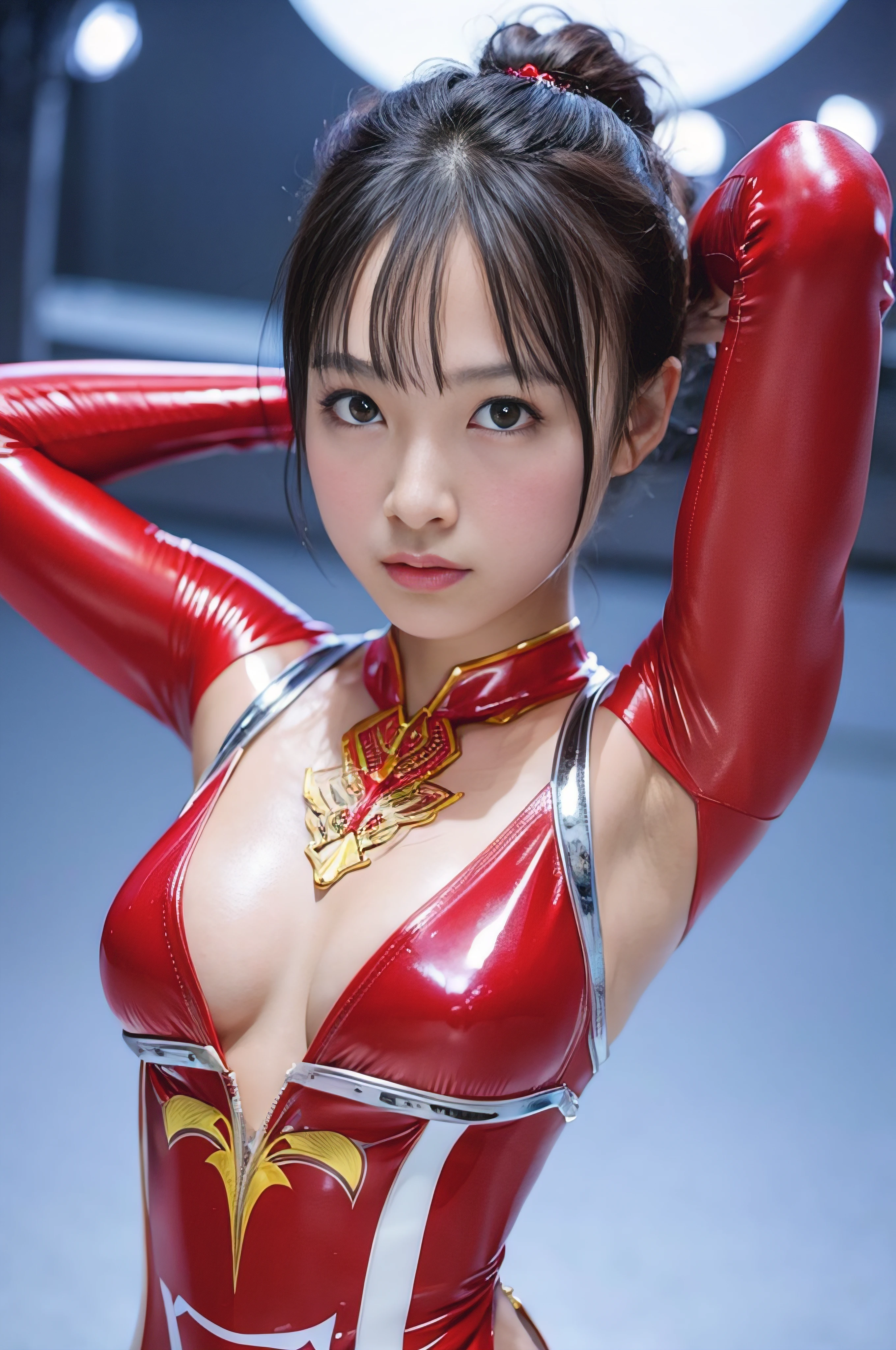 Woman in araffe in red latex clothes poses for photo, 奈良美智, Yoko Matsugane(I don't know about the fire dance), biomechanical oppai, masayoshi suto and artgerm, Realistic Young Gravure Idol, wearing atsuko kudo latex outfit, sakimichan, goddess of Japan, Asuka