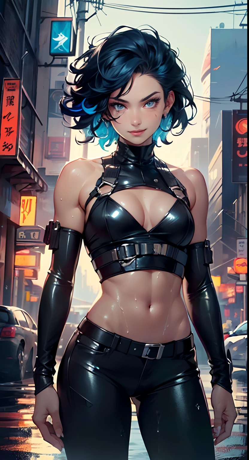 man:1.5,1 man,bounty hunter man,(((1man))),((man)),

(((1male,man:1.5,handsome man,male,male gender:1.5,male focus))),

((medium black hair,disheveled hair,blue hair,black hair,two-tone hair)),(((lustrous skin:1.5,tanned skin,bright skin: 1.5,skin tanned,shiny skin,very shiny skin,shiny body,illuminated skin))),(((blue eyes:1.2))),intricate eyes,beautiful detailed eyes,symmetrical eyes,man chest,handsome face,((muscular,hairy body,muscular man)),((hand consists of a short thumb and four fingers,a hand with only five fingers,(detailed face))),

alluring look,nsfw,

bounty hunter pants,((bulge in pants)),((bounty hunter outfit)),(wearing a bounty hunter outfit:1.3,bounty hunter clothes),((wet clothes,intricate outfit,intricate clothes)),

(dynamic pose:1.0),solo focus,((evil smile,evil look)),(centered,scale to fit dimensions,Rule of thirds),

cyberpunk city by the ocean at night, with bright neon signs and dark stormy clouds and puddles, scenery:1.25,

highres, sharp focus, (ultra detailed, extremely detailed), (photorealistic artwork:1.37),(extremely detailed CG unity 8k wallpaper),((synthwave background theme)),(((vibrant colors))),(intricate background),(masterpiece),(best quality),