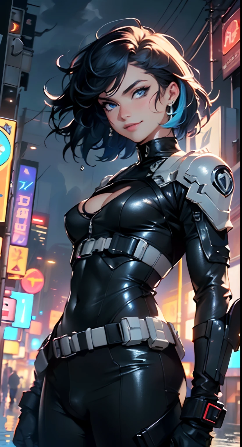 man:1.5,1 man,bounty hunter man,(((1man))),((man)),
(((1male,man:1.5,handsome man,male,male gender:1.5,male focus))),
((medium black hair,disheveled hair,blue hair,black hair,two-tone hair)),(((lustrous skin:1.5,tanned skin,bright skin: 1.5,skin tanned,shiny skin,very shiny skin,shiny body,illuminated skin))),(((blue eyes:1.2))),intricate eyes,beautiful detailed eyes,symmetrical eyes,man chest,handsome face,((muscular,hairy body,muscular man)),((hand consists of a short thumb and four fingers,a hand with only five fingers,(detailed face))),
alluring look,nsfw,
bounty hunter pants,((bulge in pants)),((bounty hunter outfit)),(wearing a bounty hunter outfit:1.3,bounty hunter clothes),((wet clothes,intricate outfit,intricate clothes)),
(dynamic pose:1.0),solo focus,((evil smile,evil look)),(centered,scale to fit dimensions,Rule of thirds),
cyberpunk city by the ocean at night, with bright neon signs and dark stormy clouds and puddles, scenery:1.25,
highres, sharp focus, (ultra detailed, extremely detailed), (photorealistic artwork:1.37),(extremely detailed CG unity 8k wallpaper),((synthwave background theme)),(((vibrant colors))),(intricate background),(masterpiece),(best quality),