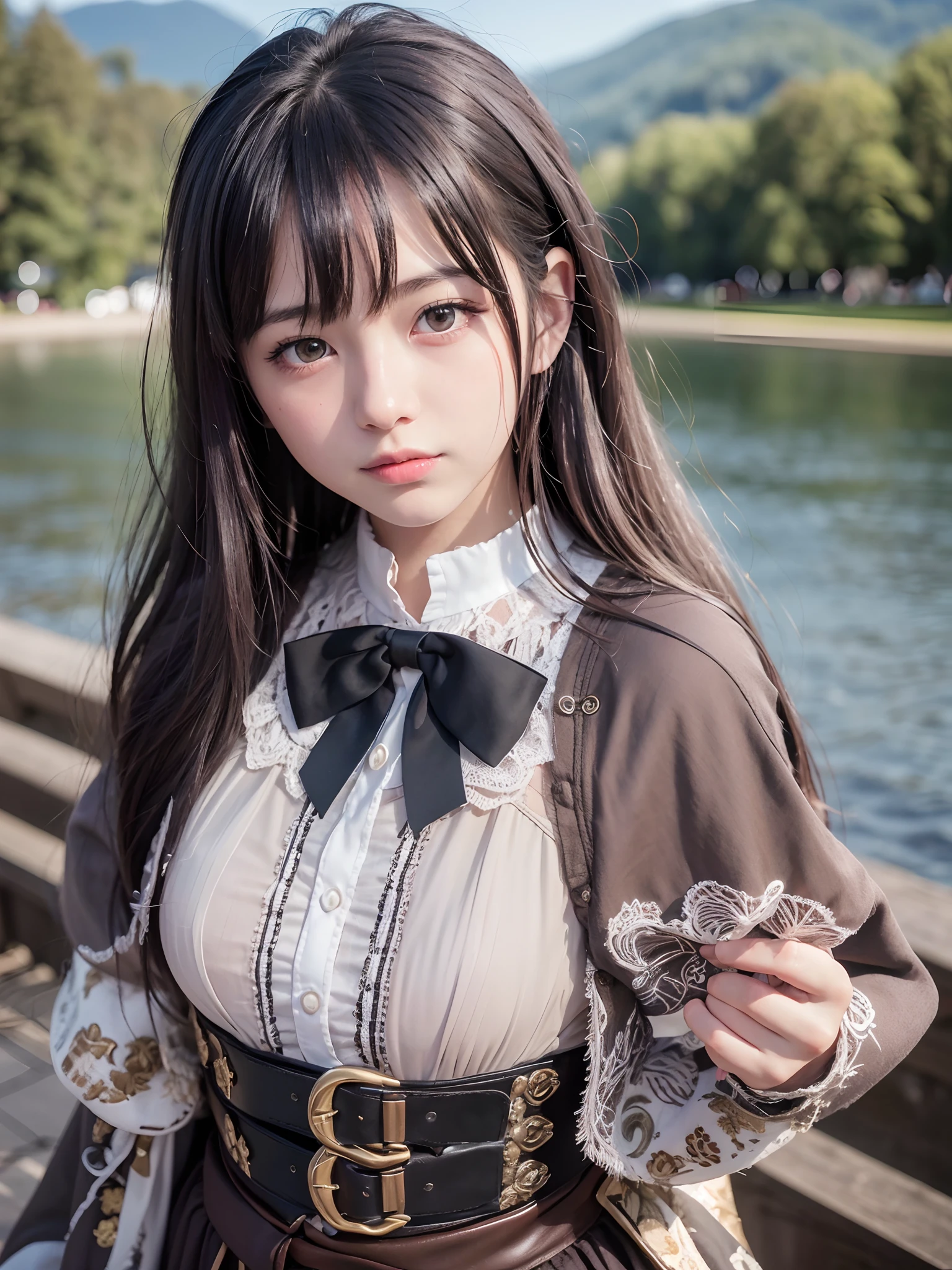 A close up of a woman in a dress and a bow tie - SeaArt AI