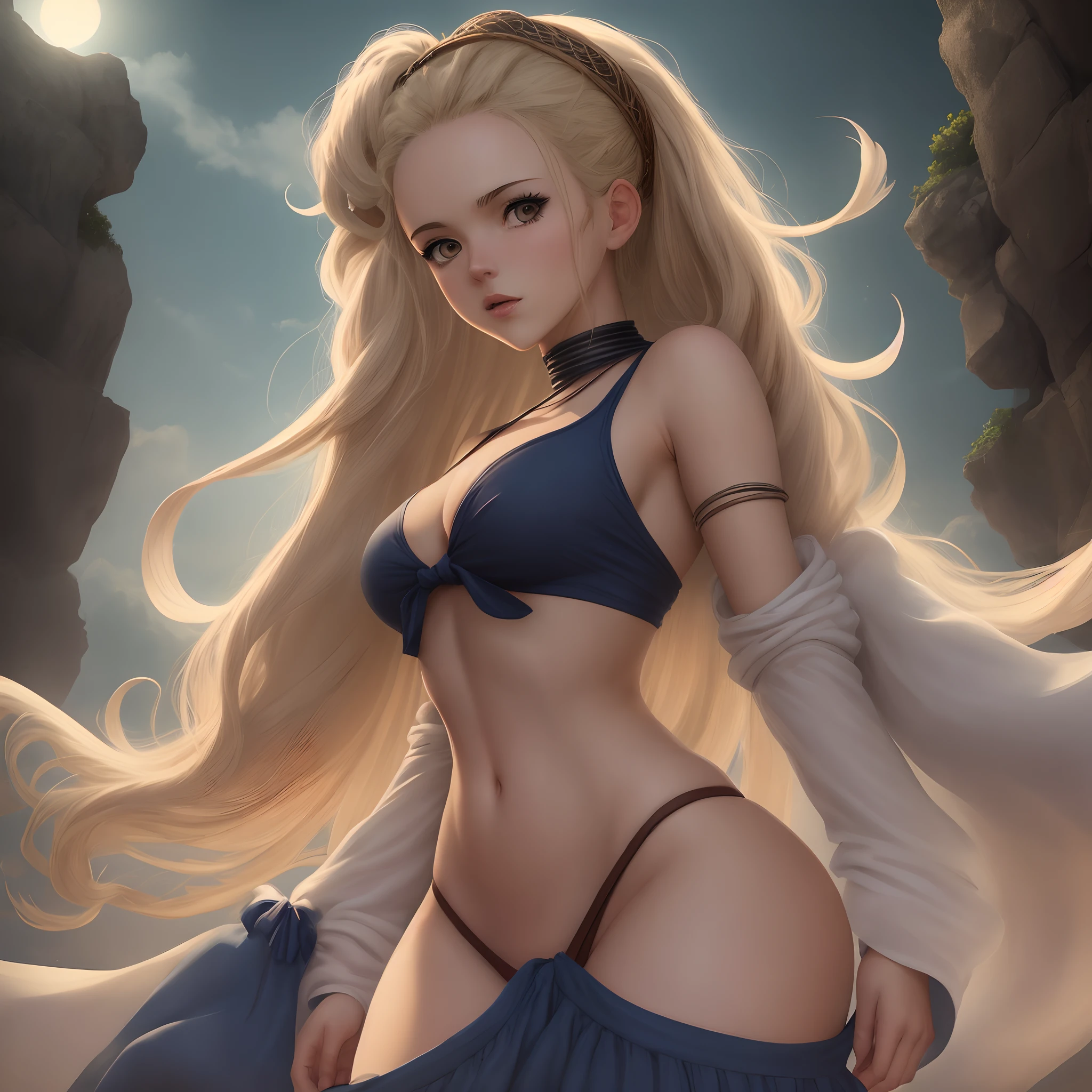 1 girl Afrodita, Greek mythology, personaje de ONE PIECE, symmetrical body, cuerpo completo, extremadamente detallado, cinematic lighting, alto contraste, Artstation, arte conceptual del personaje, hiper estilizar, Ropa completa, sexualizada, hiper ta, Ropa completa de trasparent, erecto , Rayos de sol de brillo completo