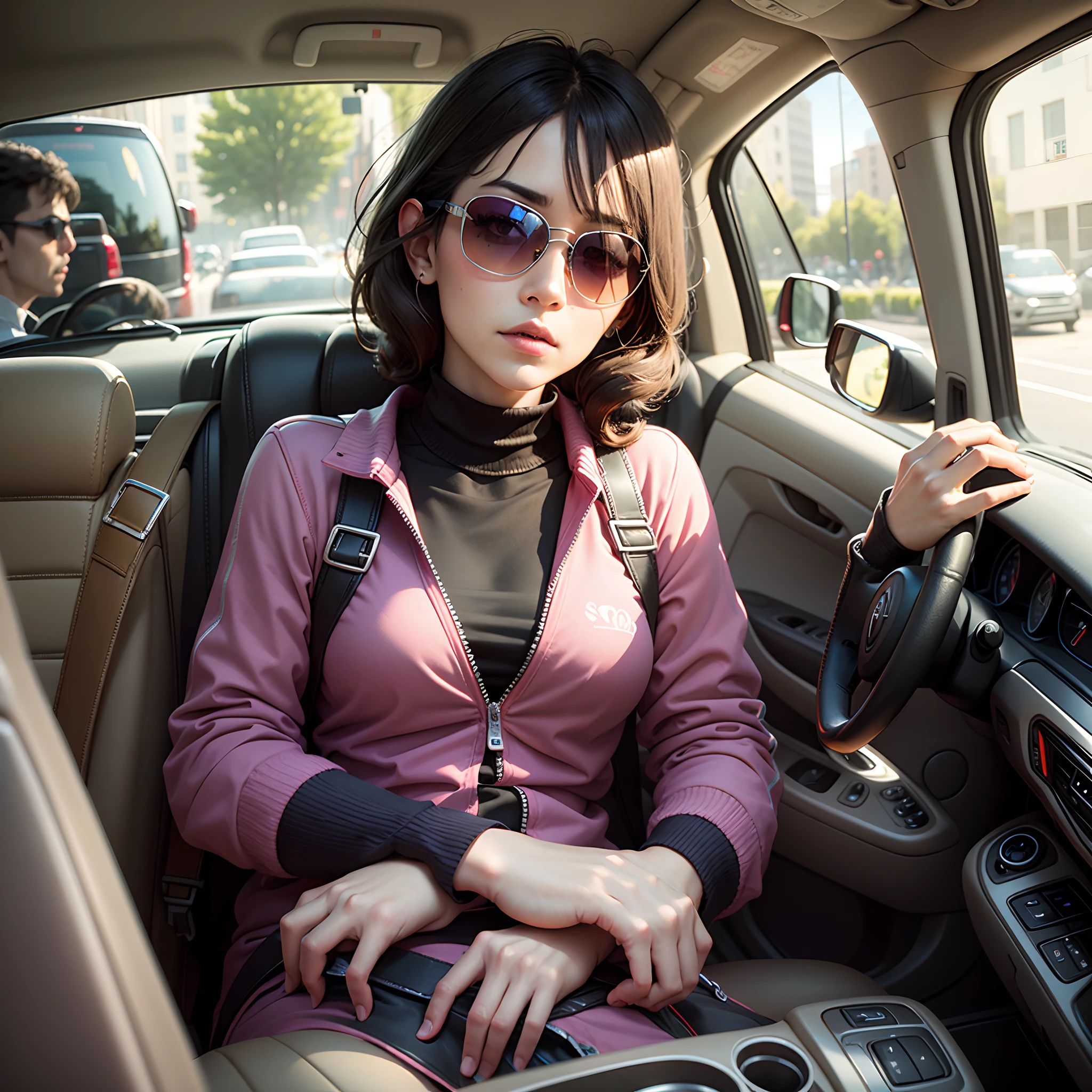 demon turtle wearing sunglasses driving a minivan --auto --s2