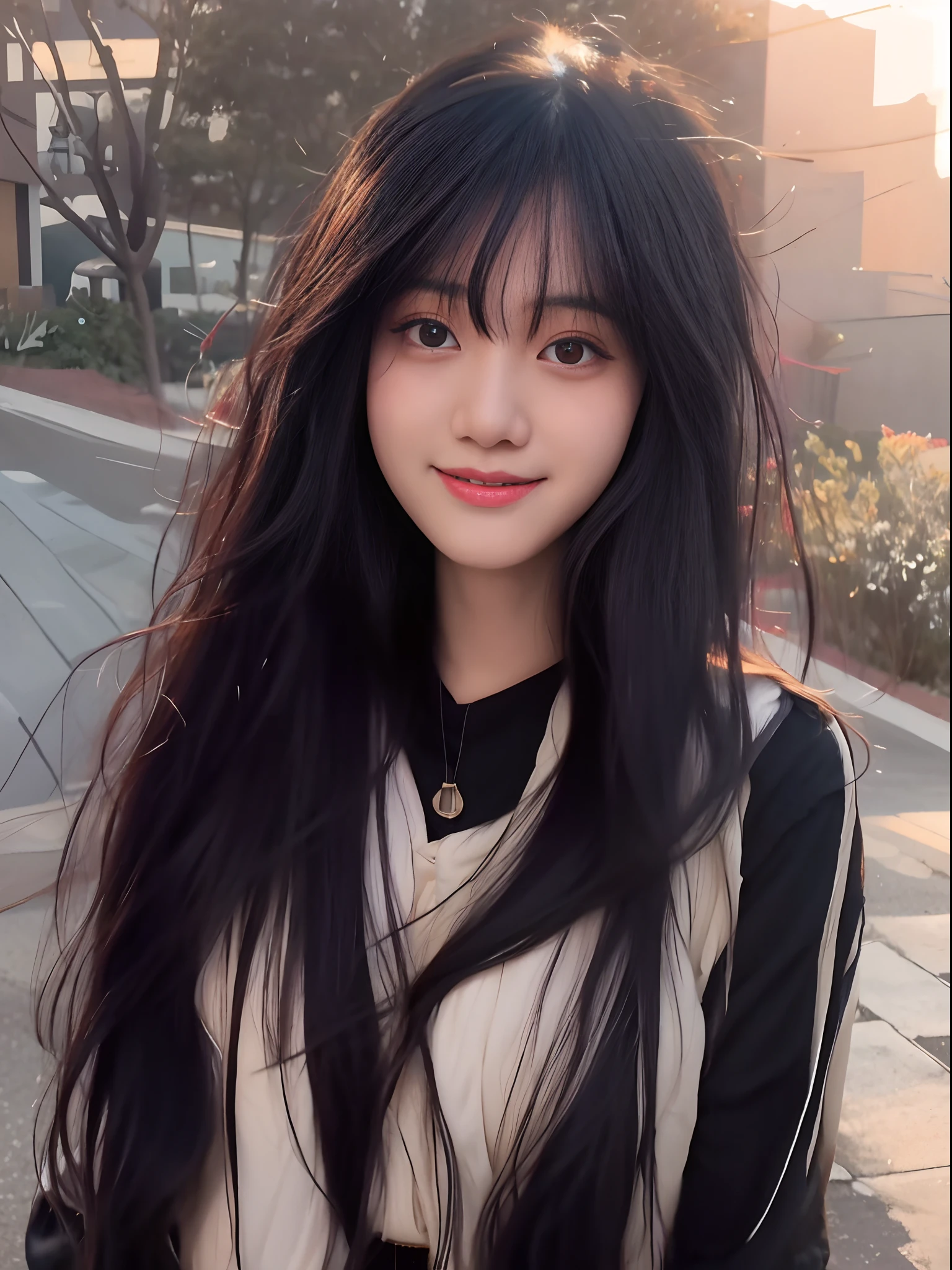 Asian woman in Alafeld,Long black hair standing on sidewalk, She has black hair,By bangs, ulzzangs, Long black hair with bangs, wan adorable korean face, tzuyu from twice, Long white hair and bangs, Shin Jinying, Long black hair,By bangs, Gorgeous young Korean woman, beautiful Korean women, Long hair with bangs,Large breasts,